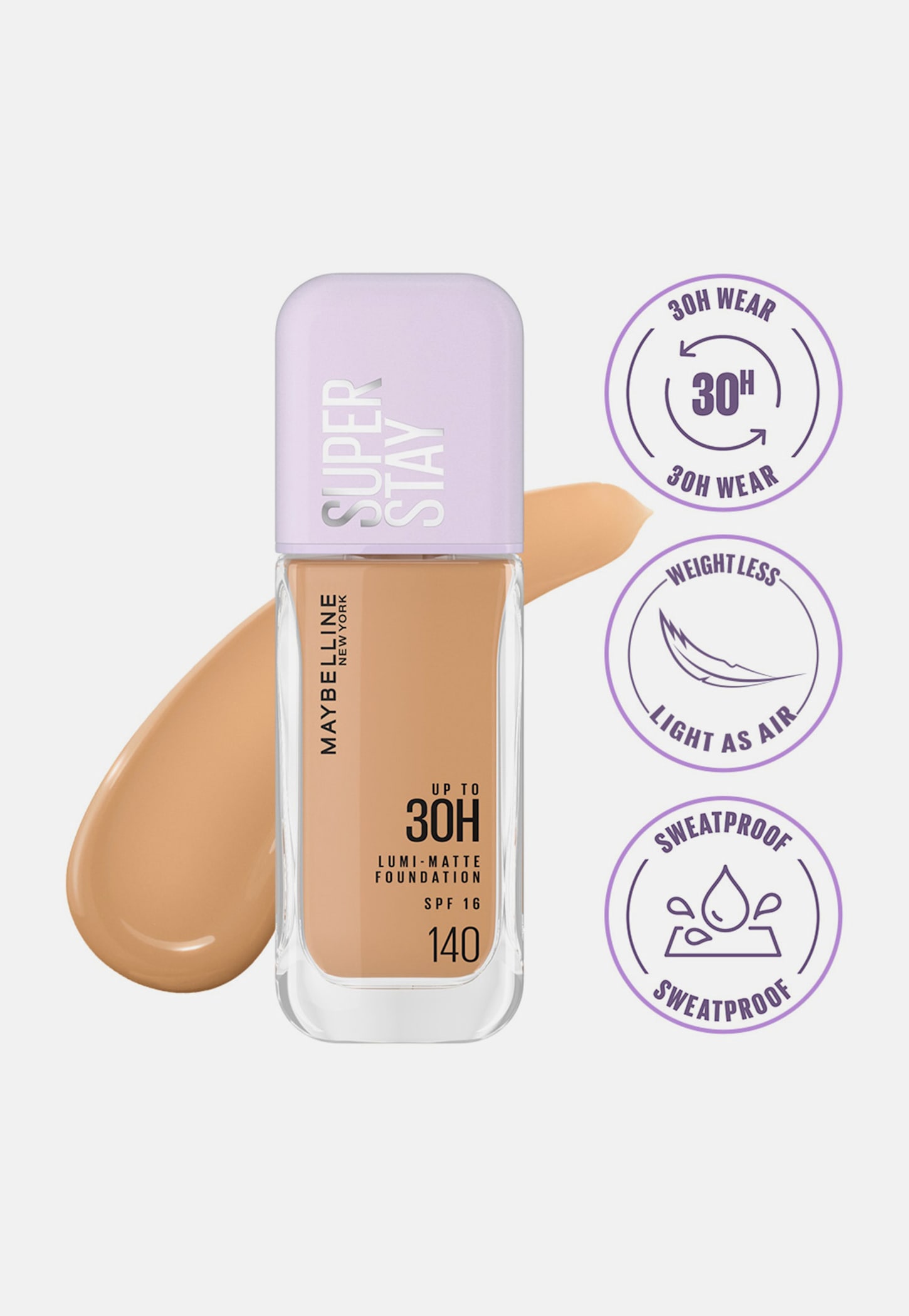 MAYBELLINE NEW YORK Super Stay Lumi-Matte Liquid Foundation - 140 - 35ml-picture-37