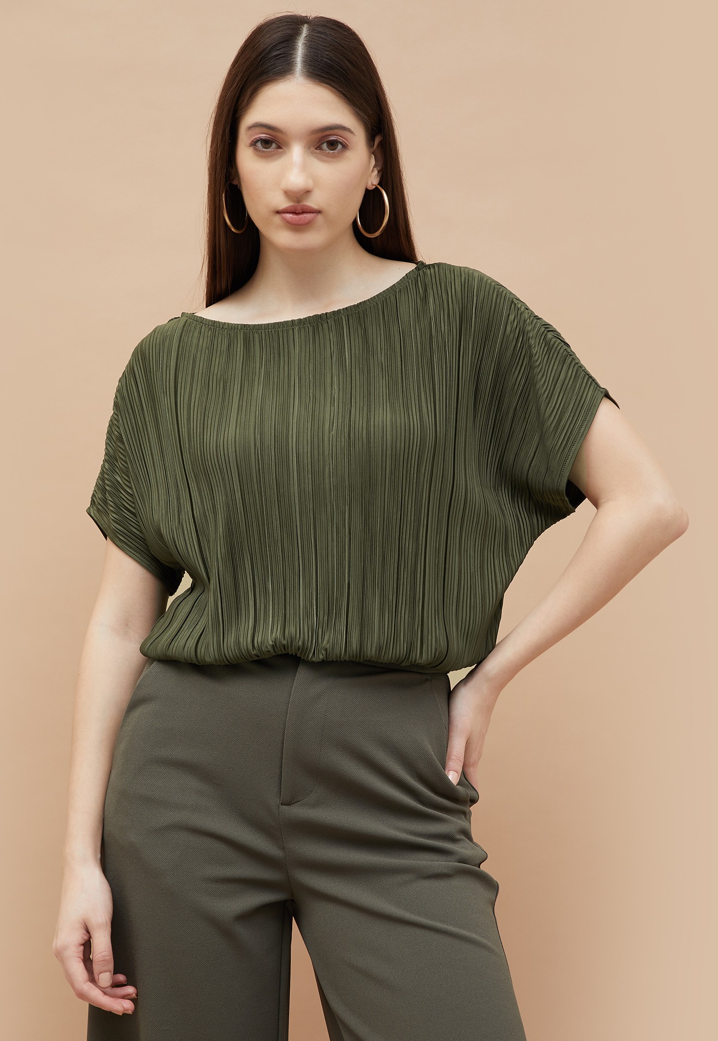 CODE Pleated Extended Sleeves Top-picture-32