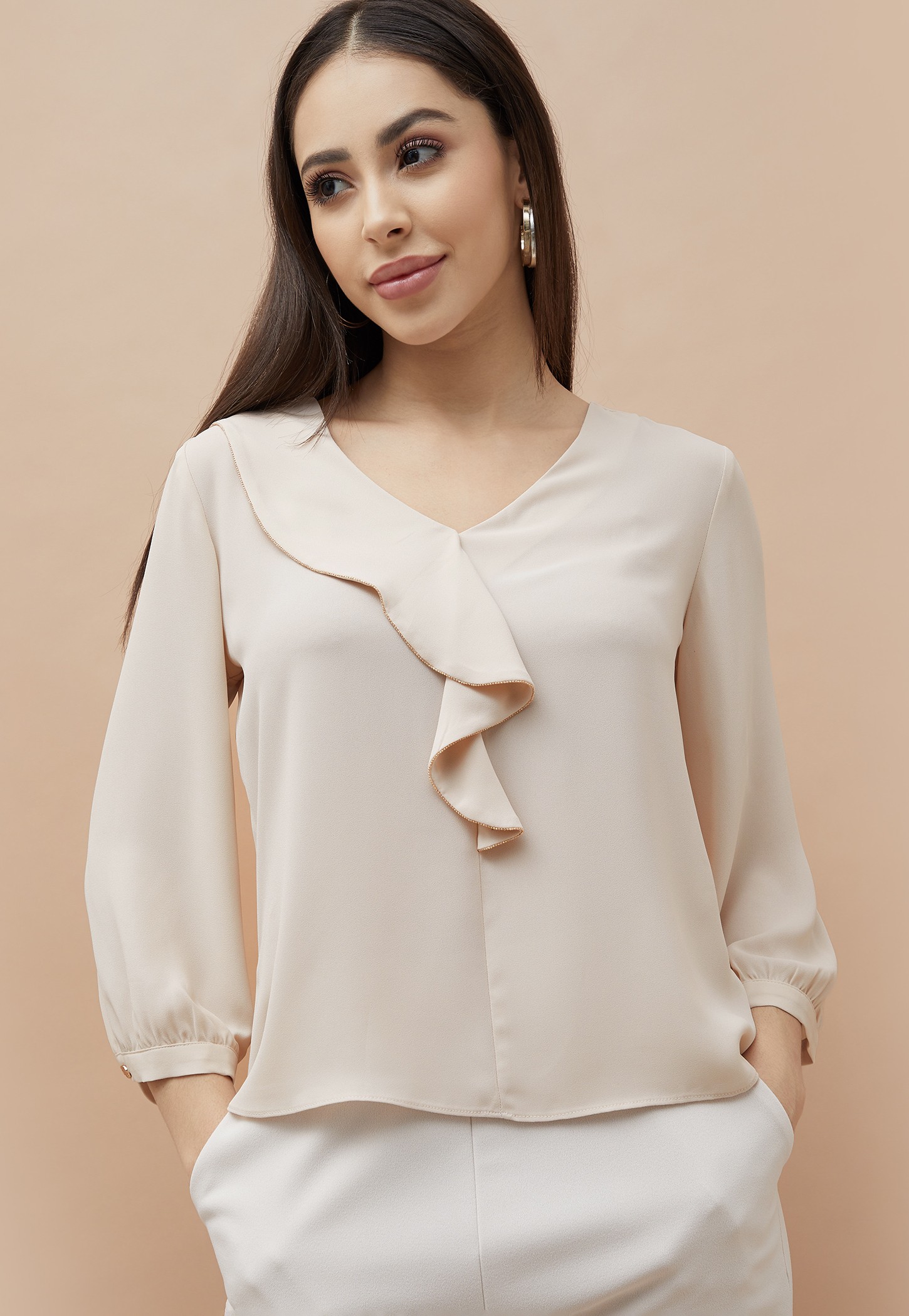 CODE CLASSIC Solid Ruffle Detail Top-picture-29