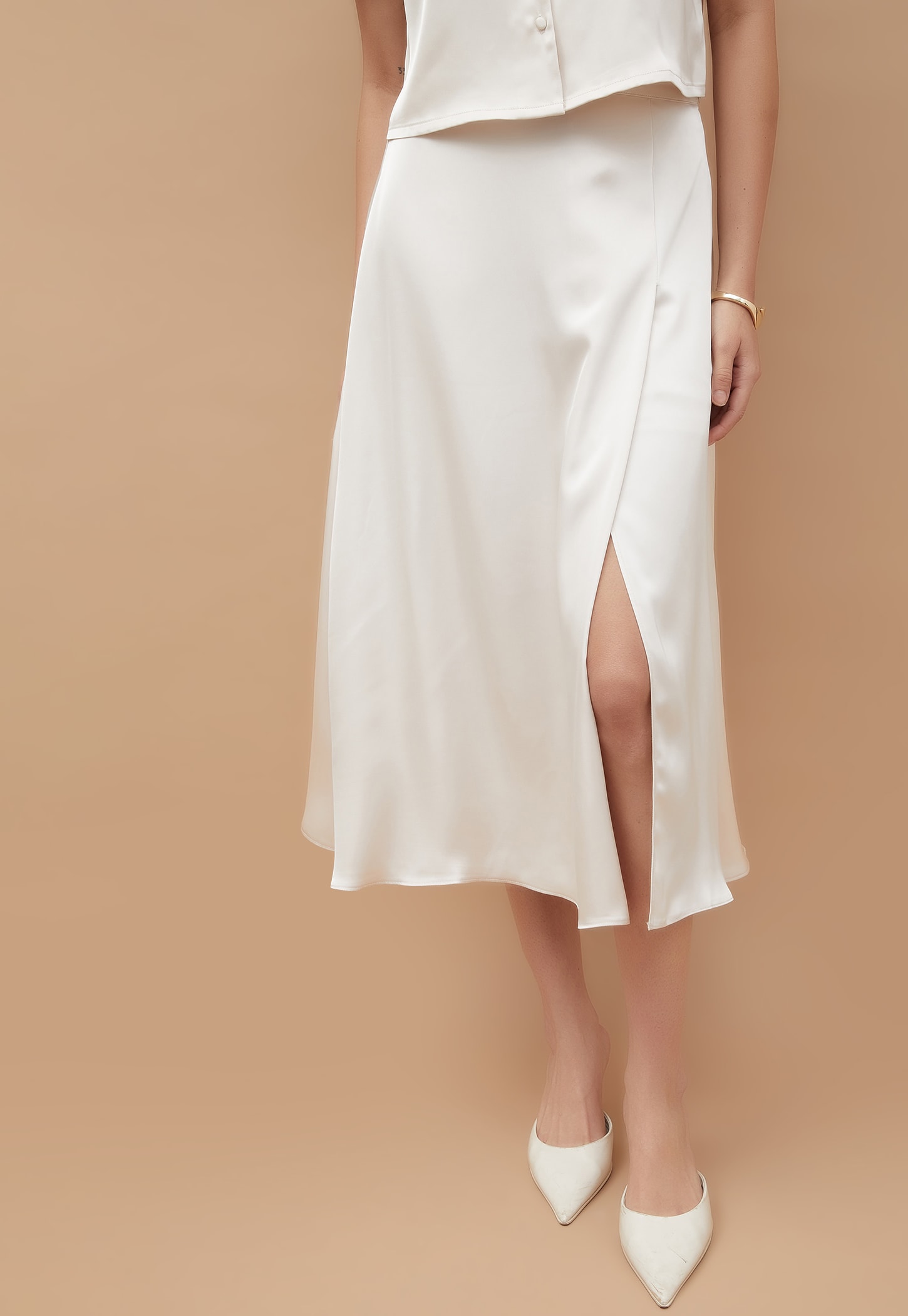 GINGER Solid Slitted A-Line Skirt-picture-43