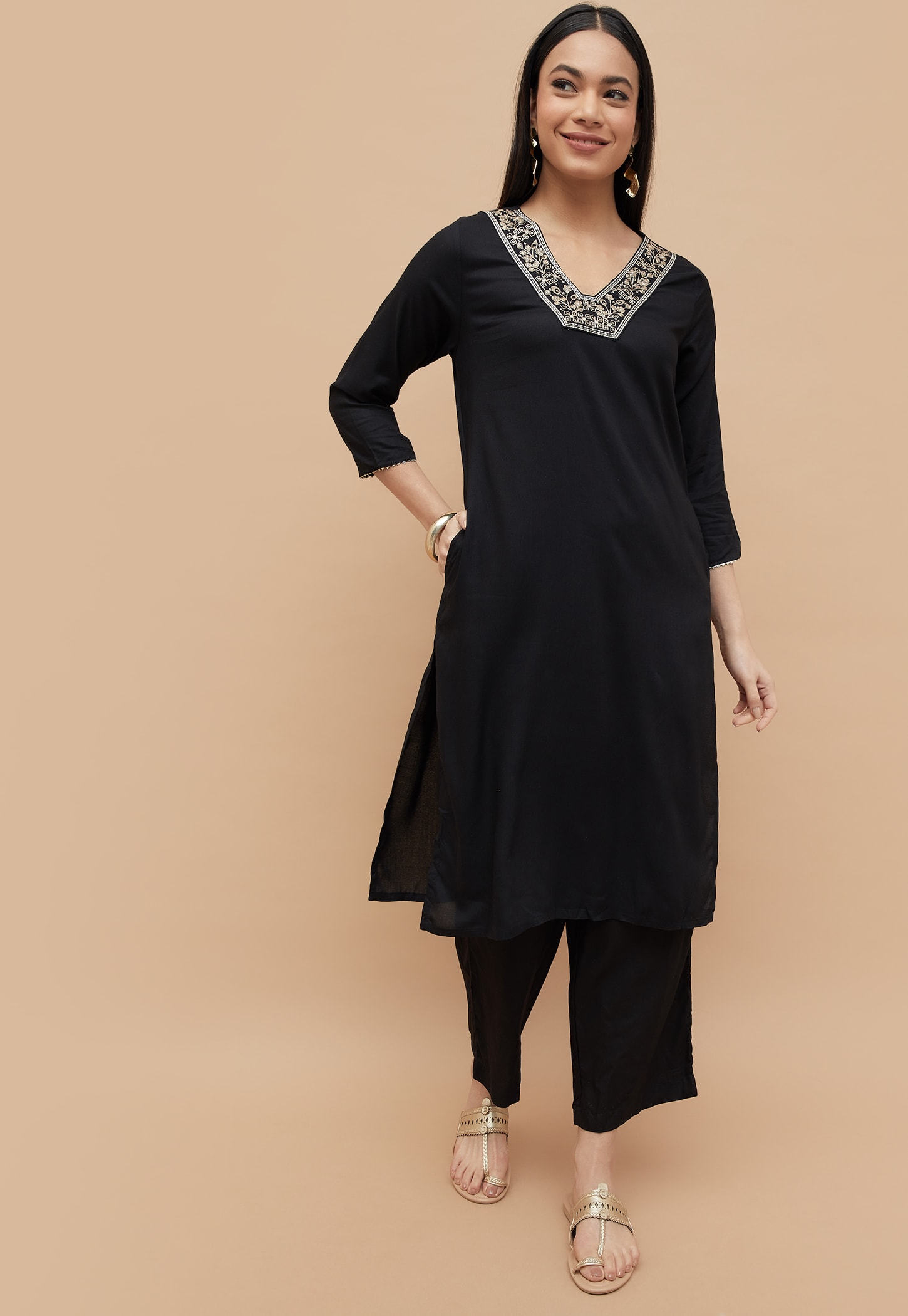 MELANGE Solid Straight Kurta-picture-48