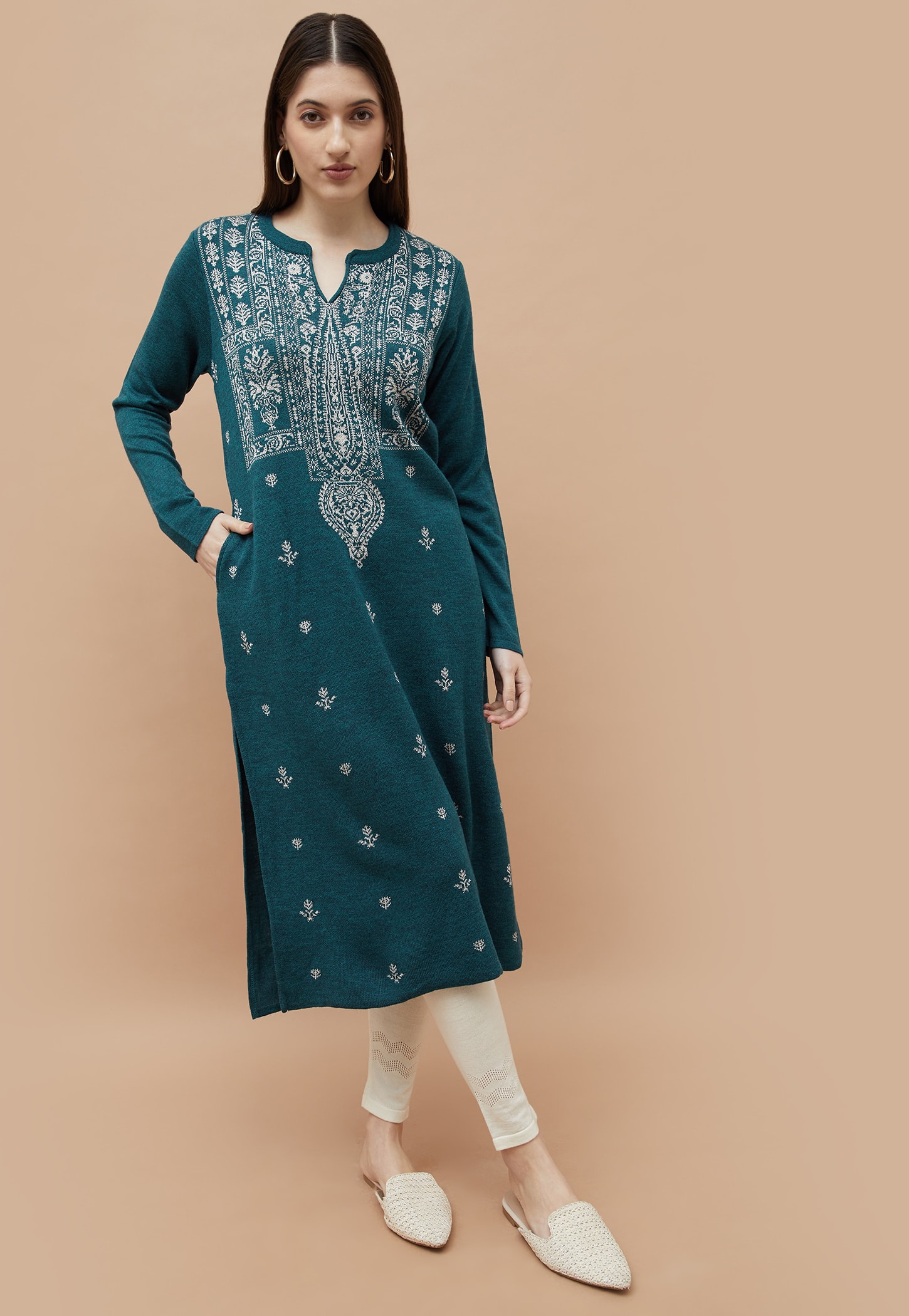 MELANGE Knitted Winterwear Kurta-picture-38