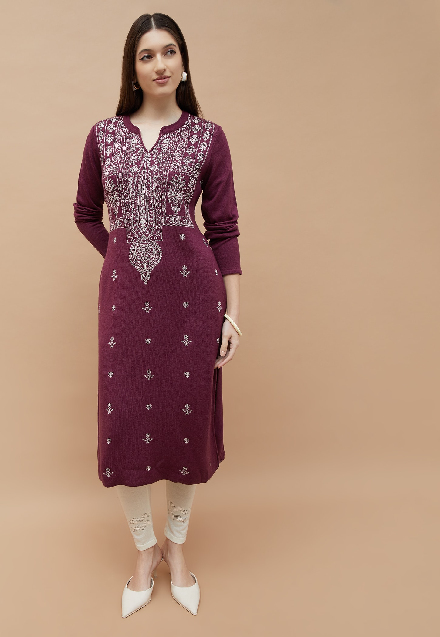 MELANGE Knitted Winterwear Kurta-picture-23