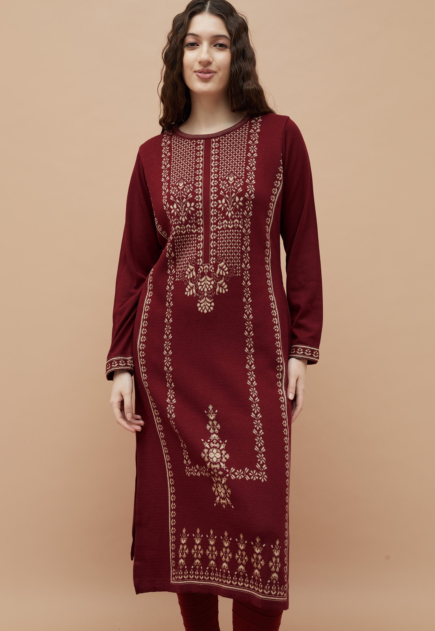 MELANGE Knitted Winter Straight Kurta-picture-48
