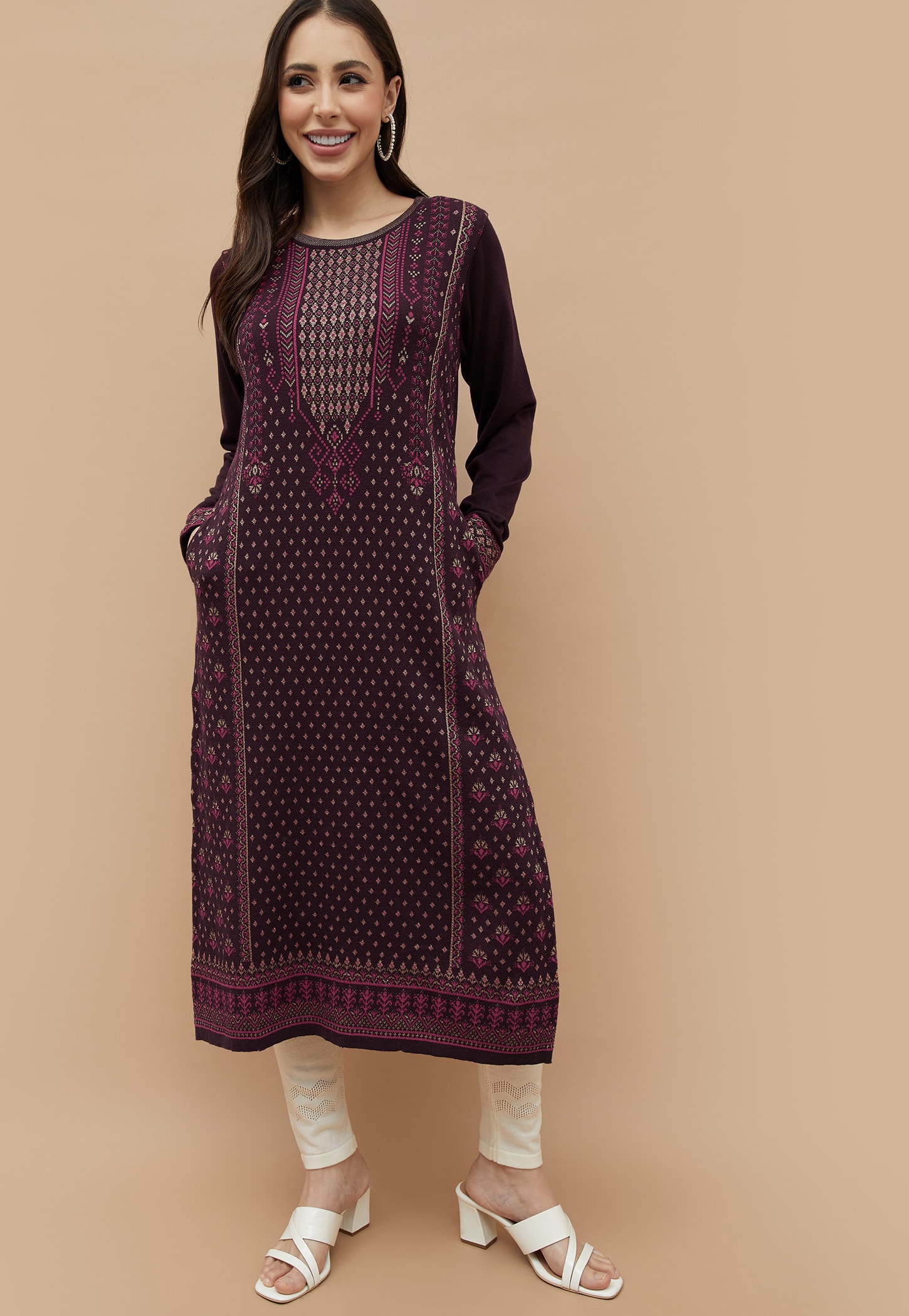 MELANGE Ethnic Motif Straight Winter Kurta-picture-11