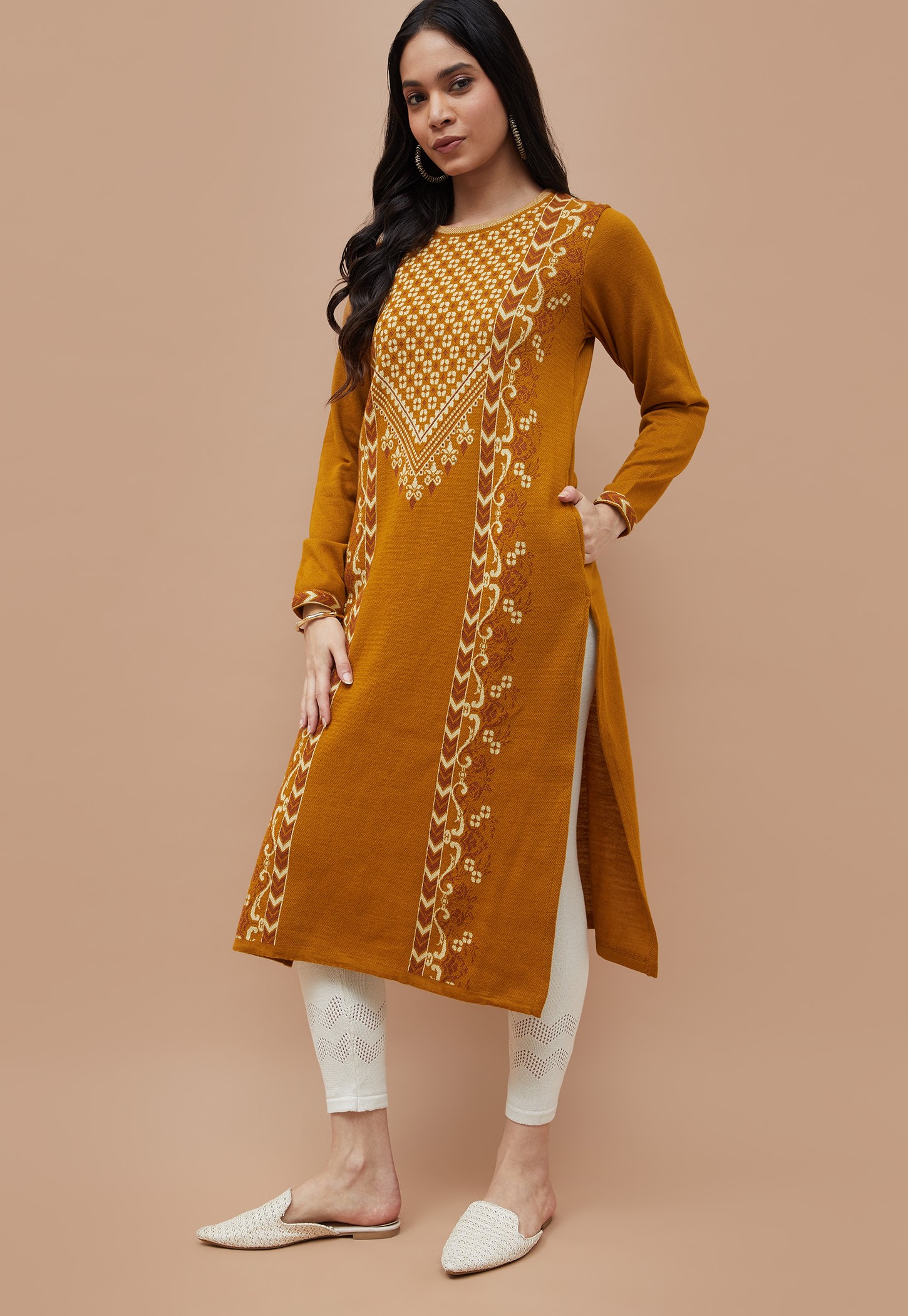 MELANGE Patterned Winter Straight Kurta-picture-33