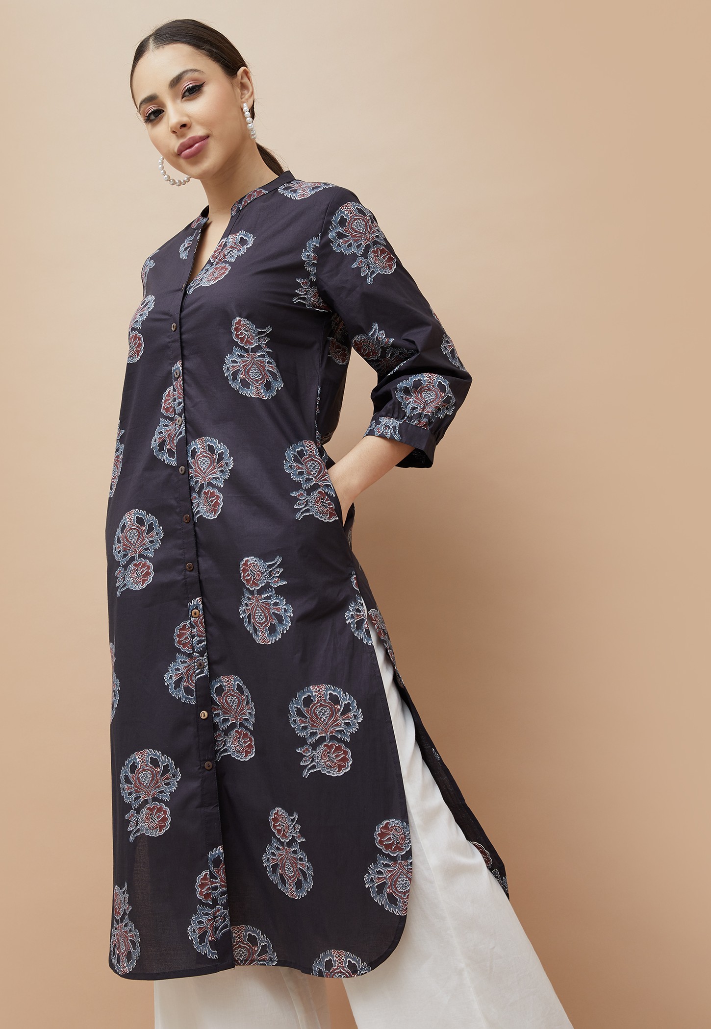 MELANGE Ethnic Motif Print Straight Kurta-picture-15