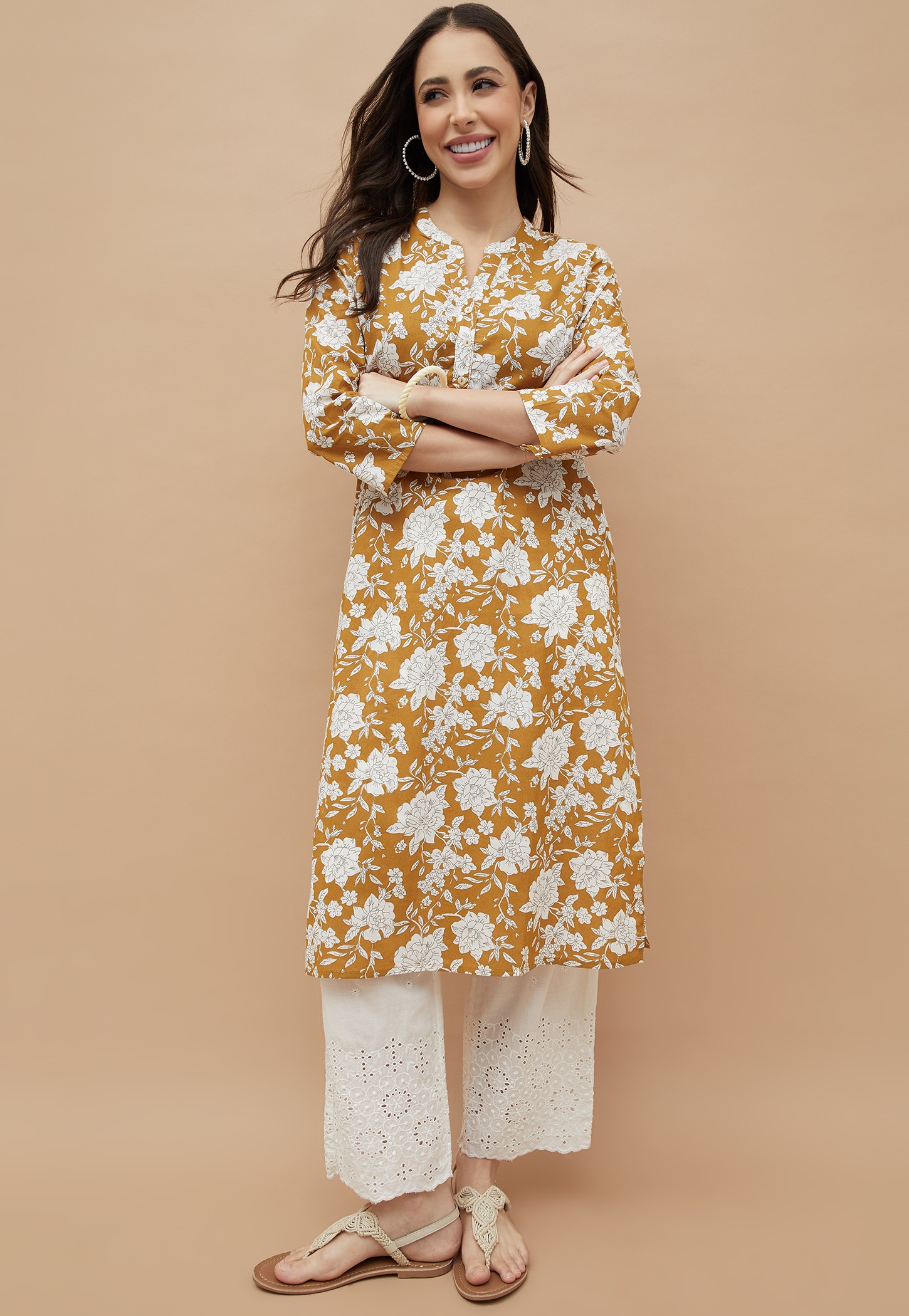MELANGE Floral Print Straight Kurta-picture-55