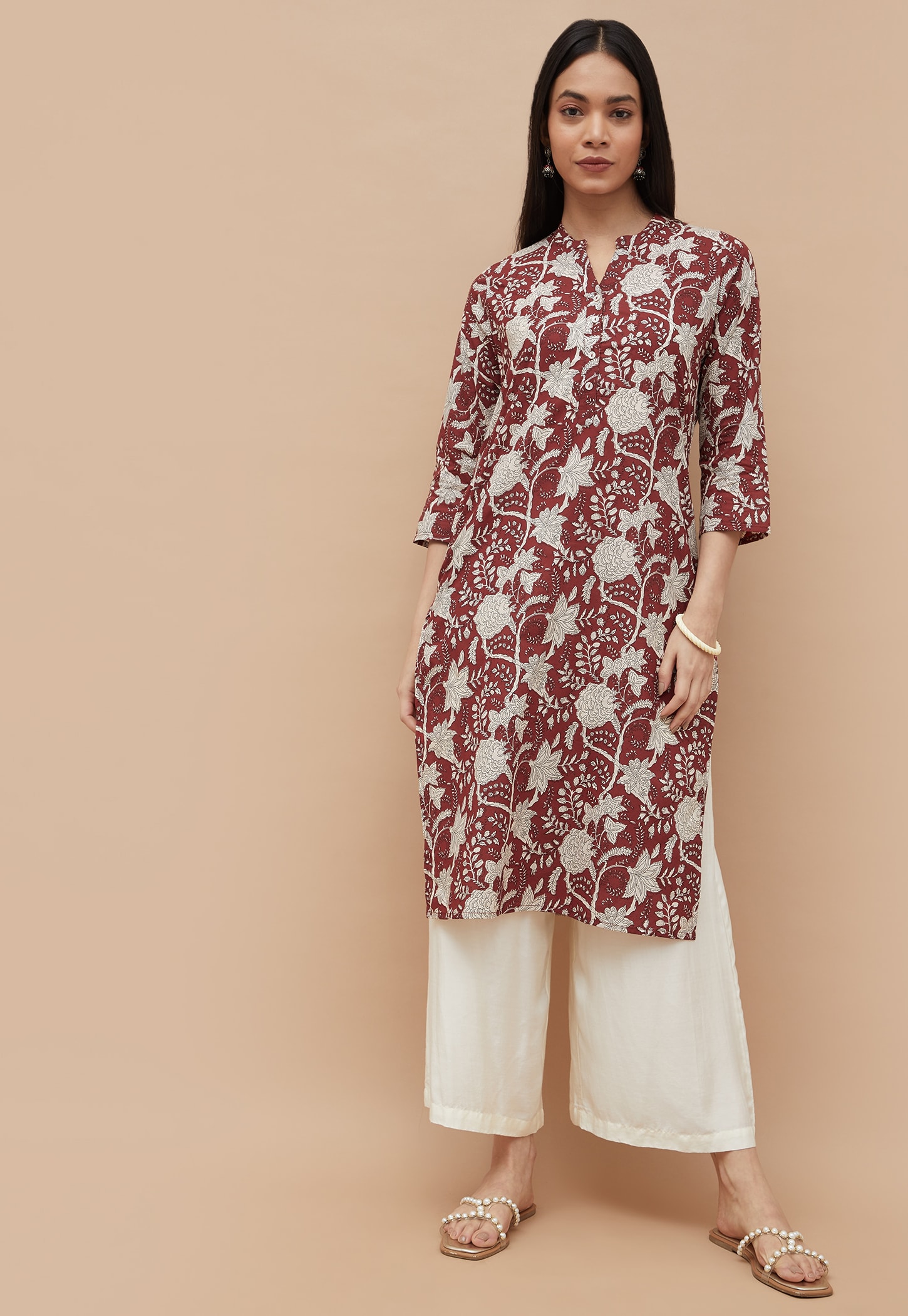MELANGE Floral Print Straight Kurta-picture-26