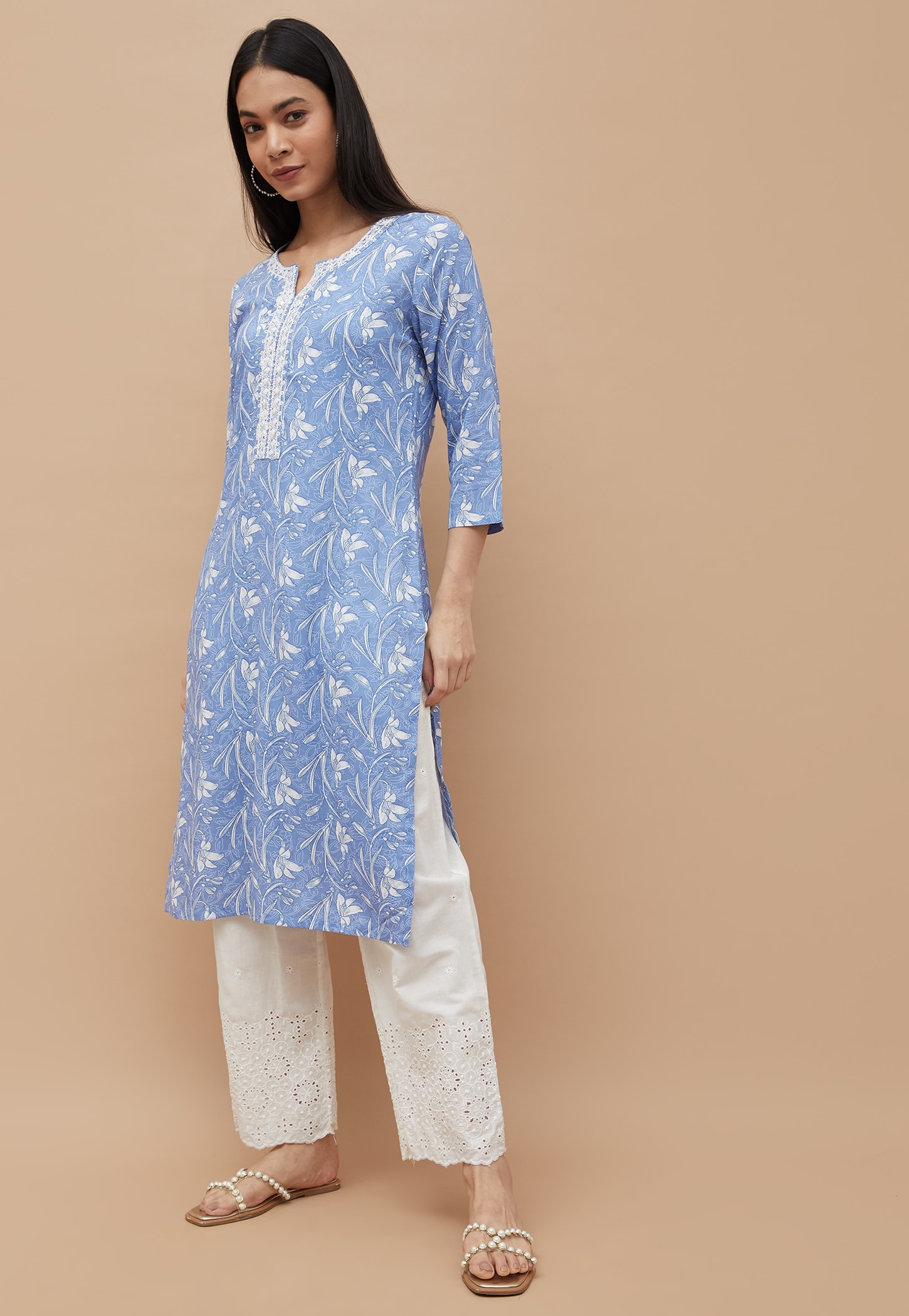 MELANGE Floral Print Straight Kurta-picture-44