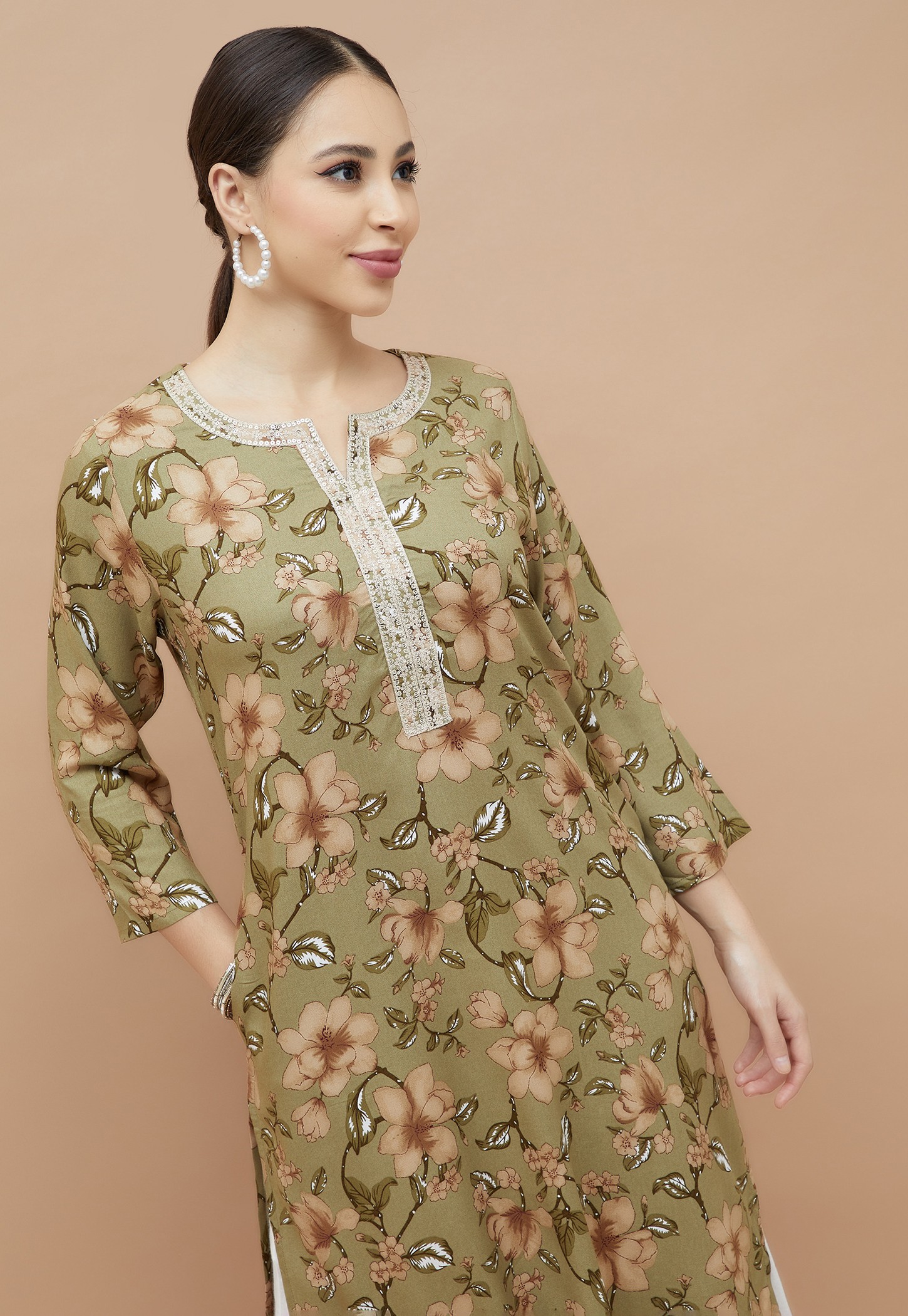MELANGE Floral Print Straight Kurta-picture-46