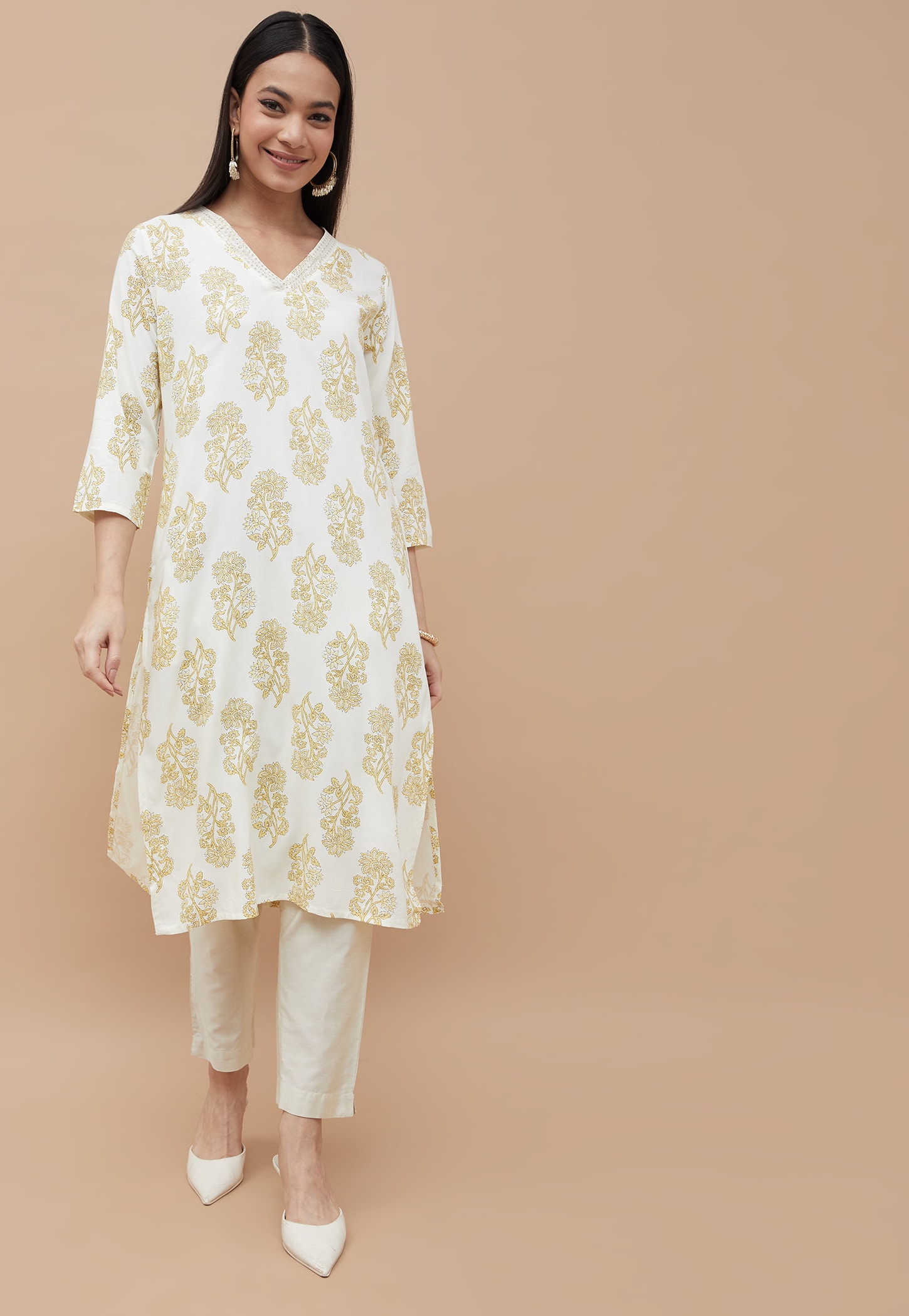 MELANGE Floral Print Straight Kurta-picture-25