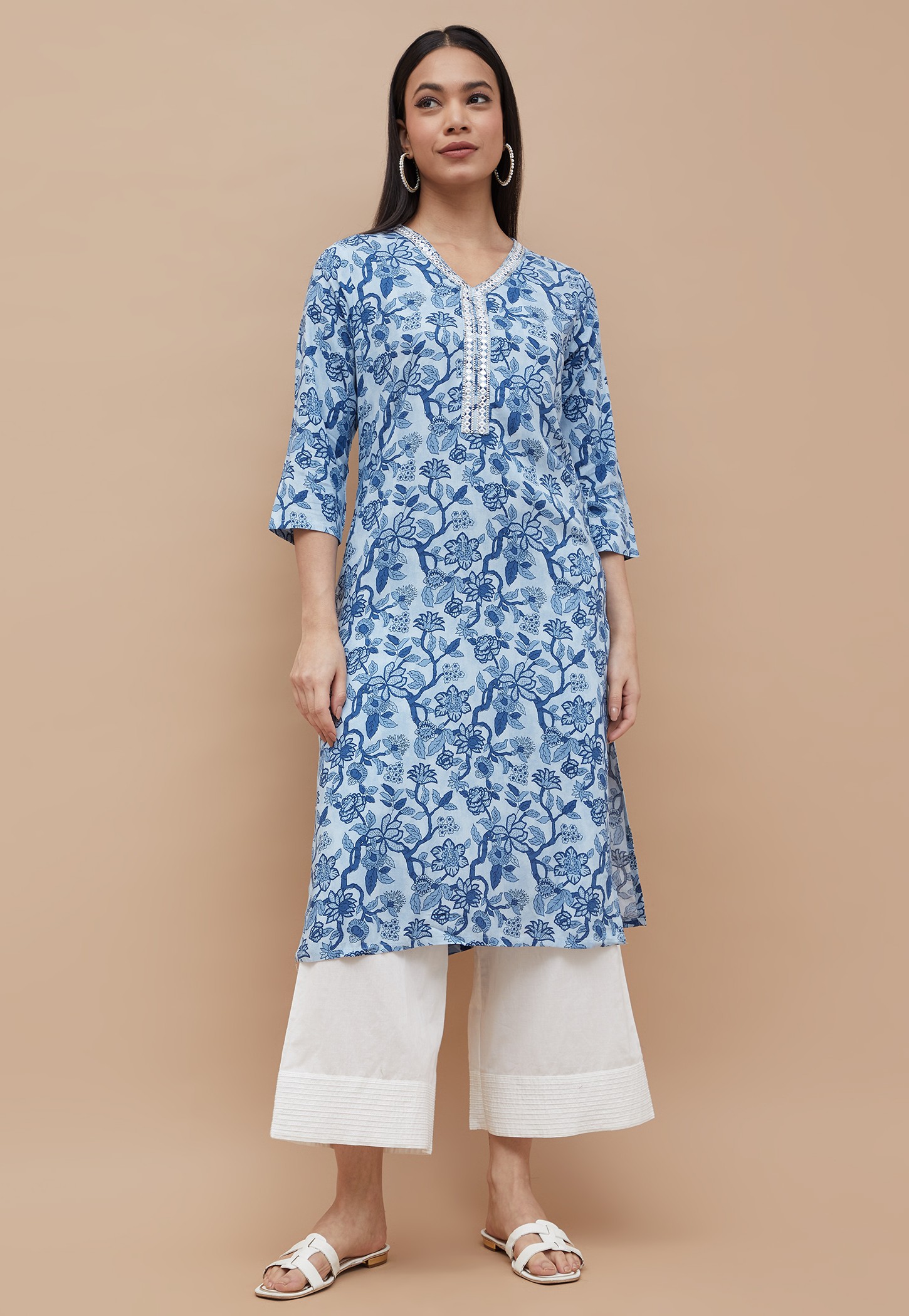 MELANGE Floral Print Straight Kurta-picture-26