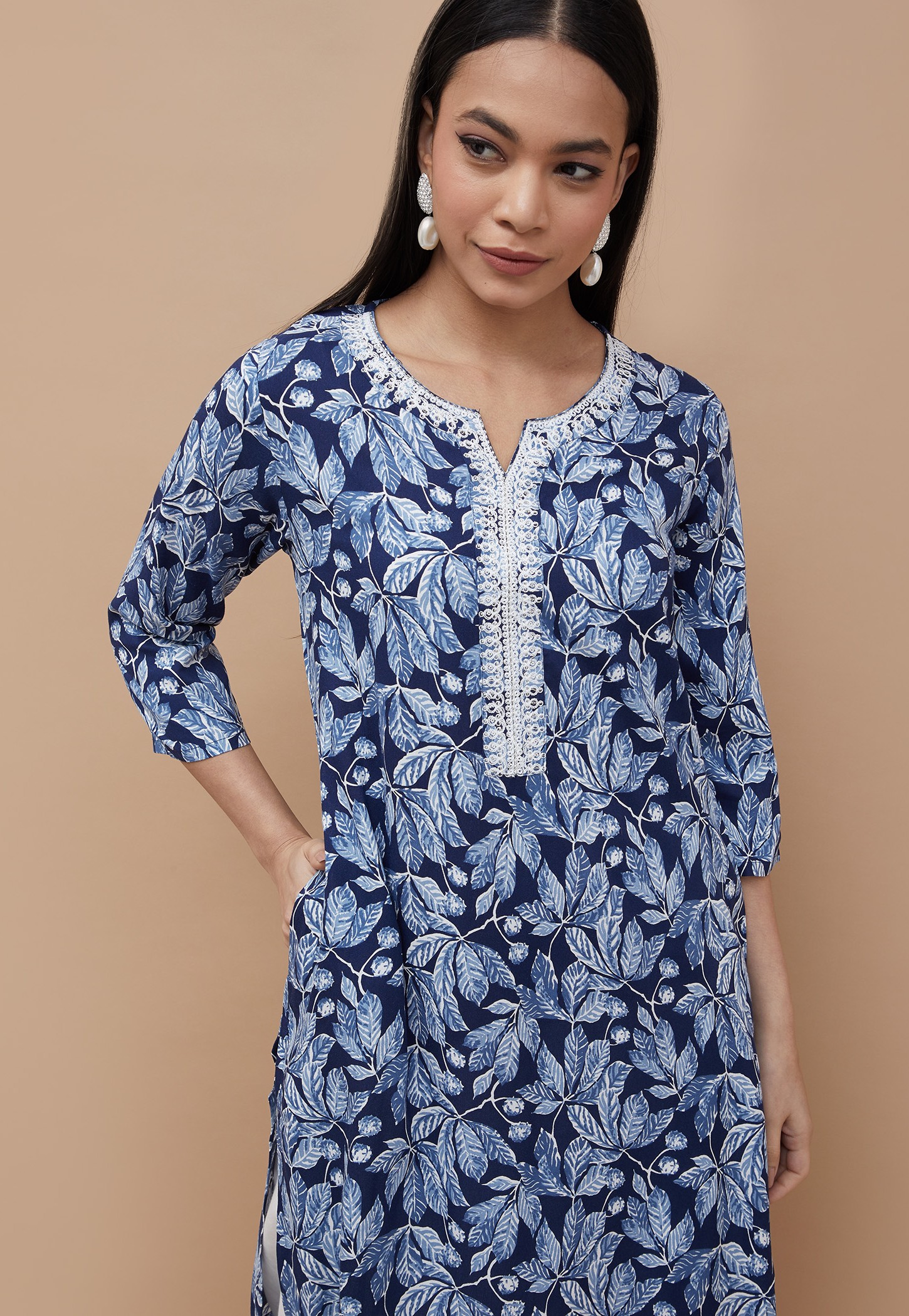 MELANGE Floral Print Straight Kurta-picture-14