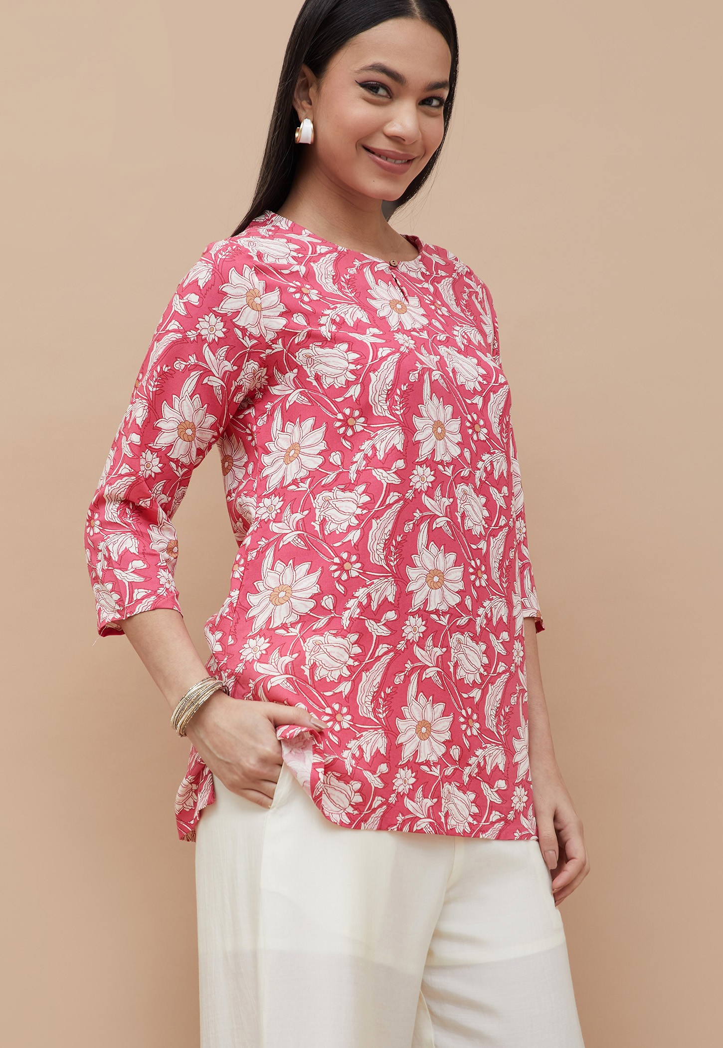 MELANGE Floral Print Straight Kurti-picture-42