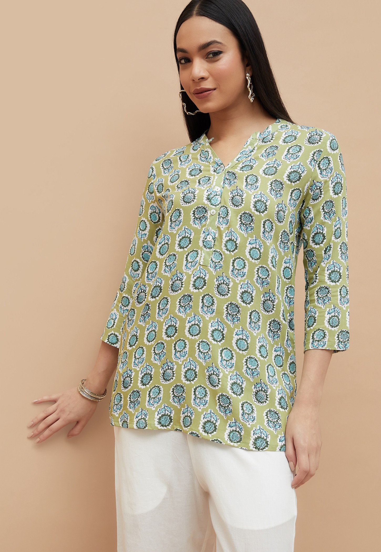 MELANGE Floral Print Straight Kurti-picture-26