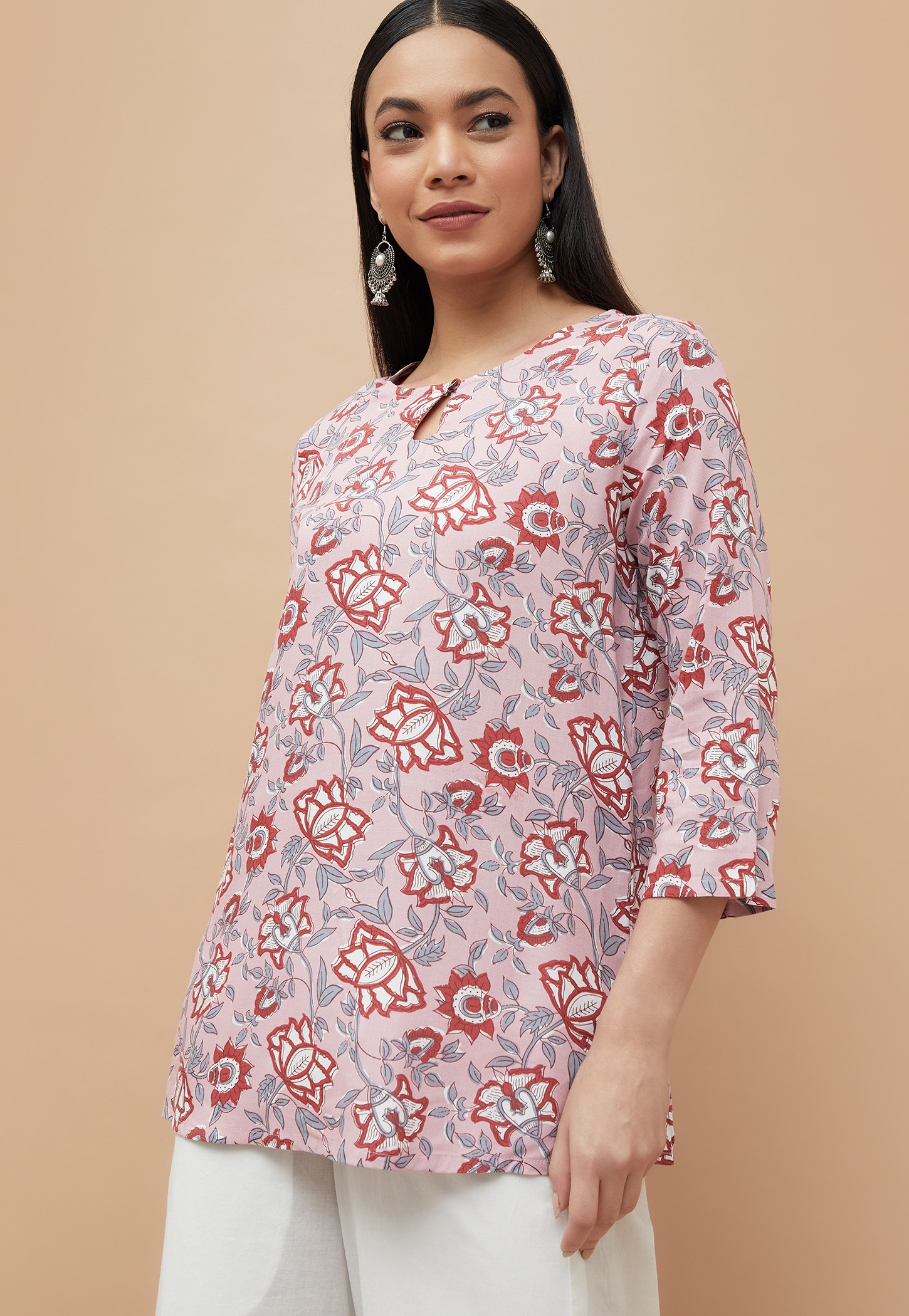 MELANGE Floral Print Short Kurti-picture-27