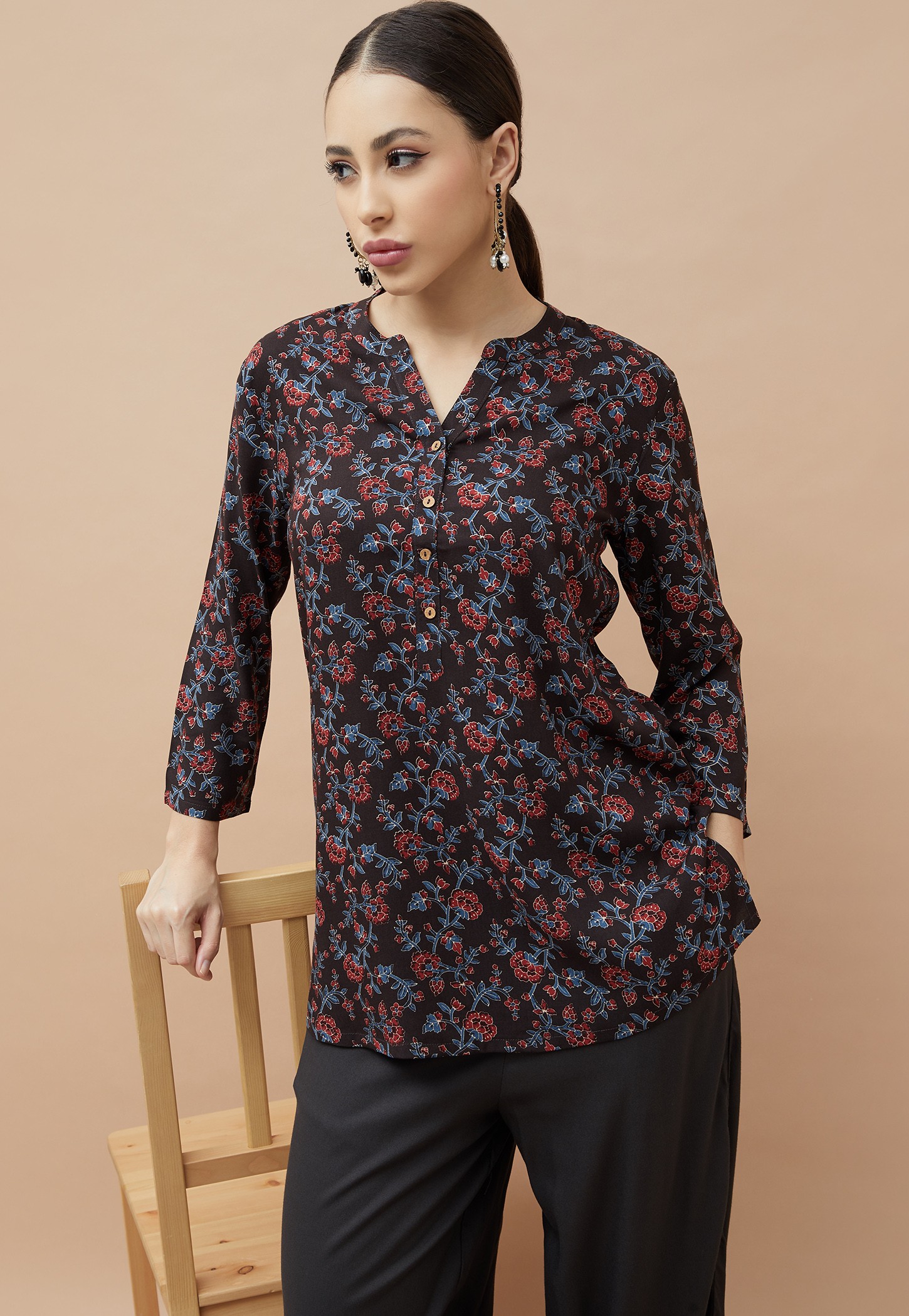 MELANGE Floral Print Straight Kurti-picture-28