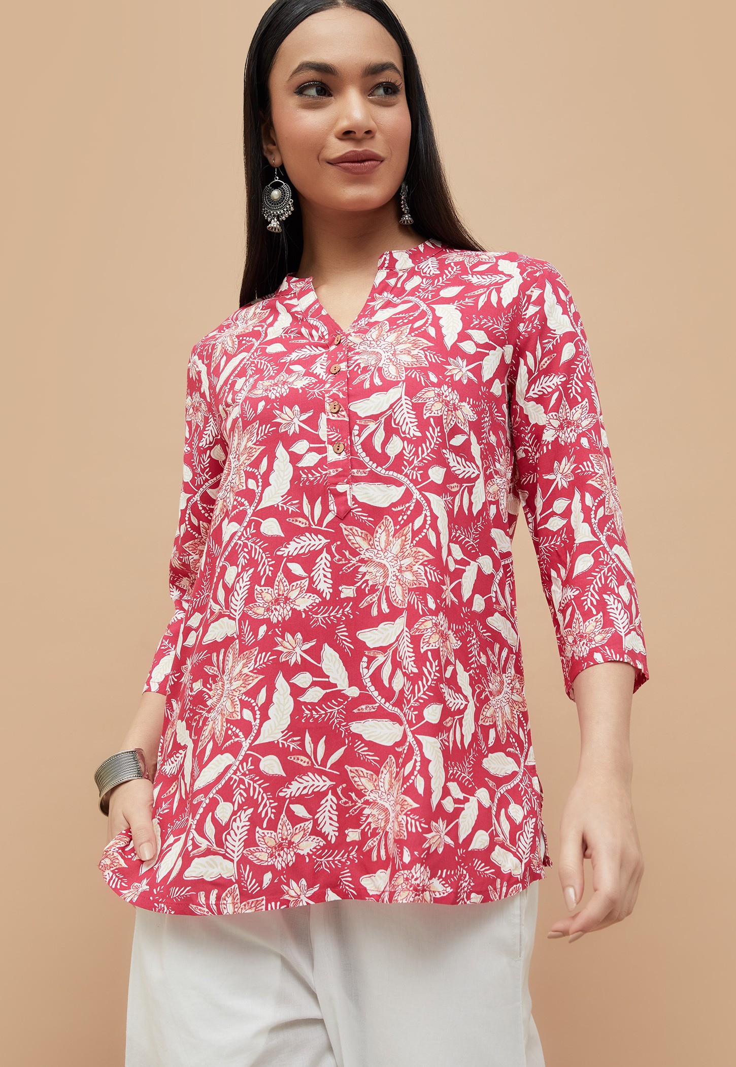 MELANGE Floral Print Straight Kurti-picture-18