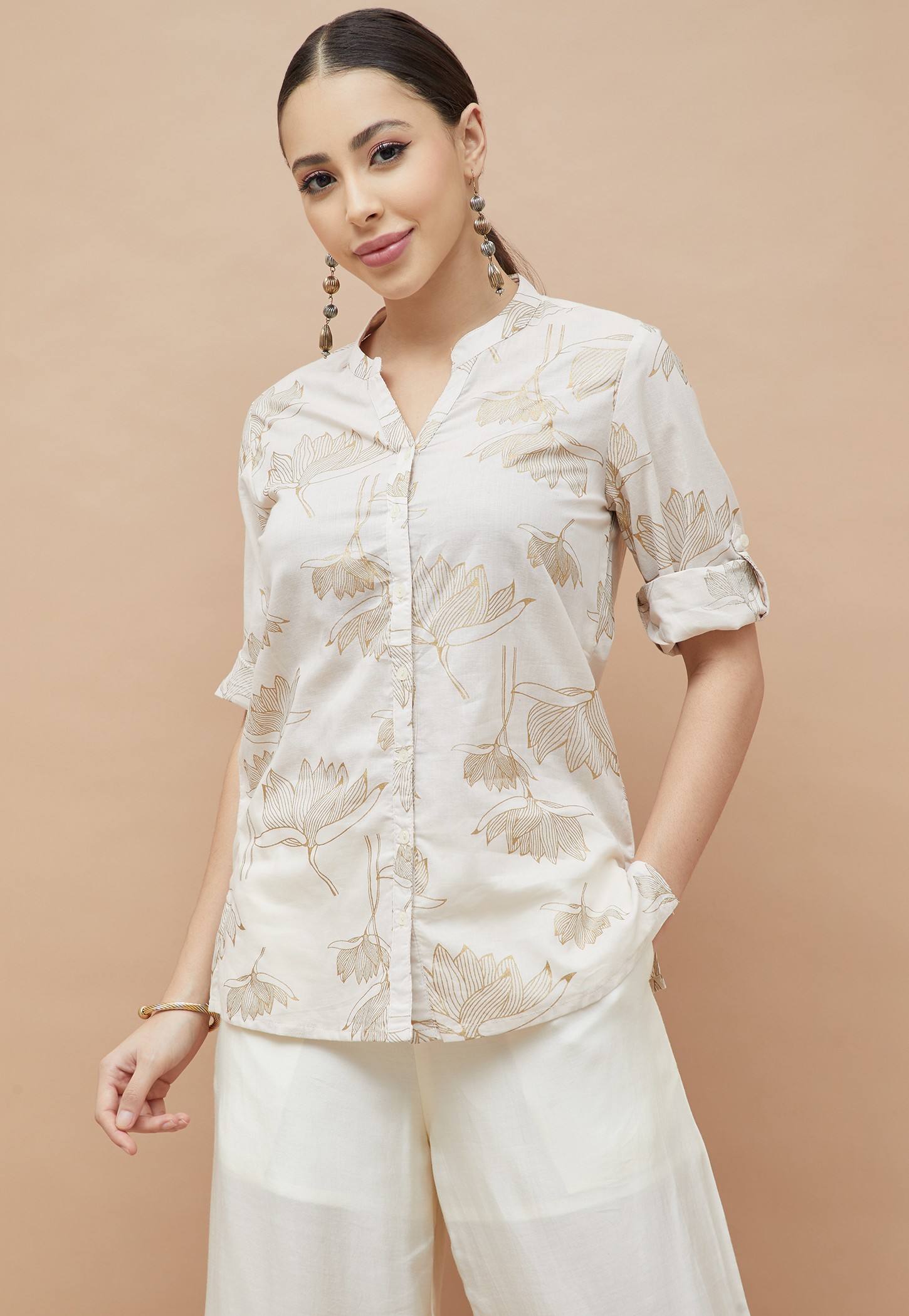 MELANGE Foil Print Straight Kurti-picture-32