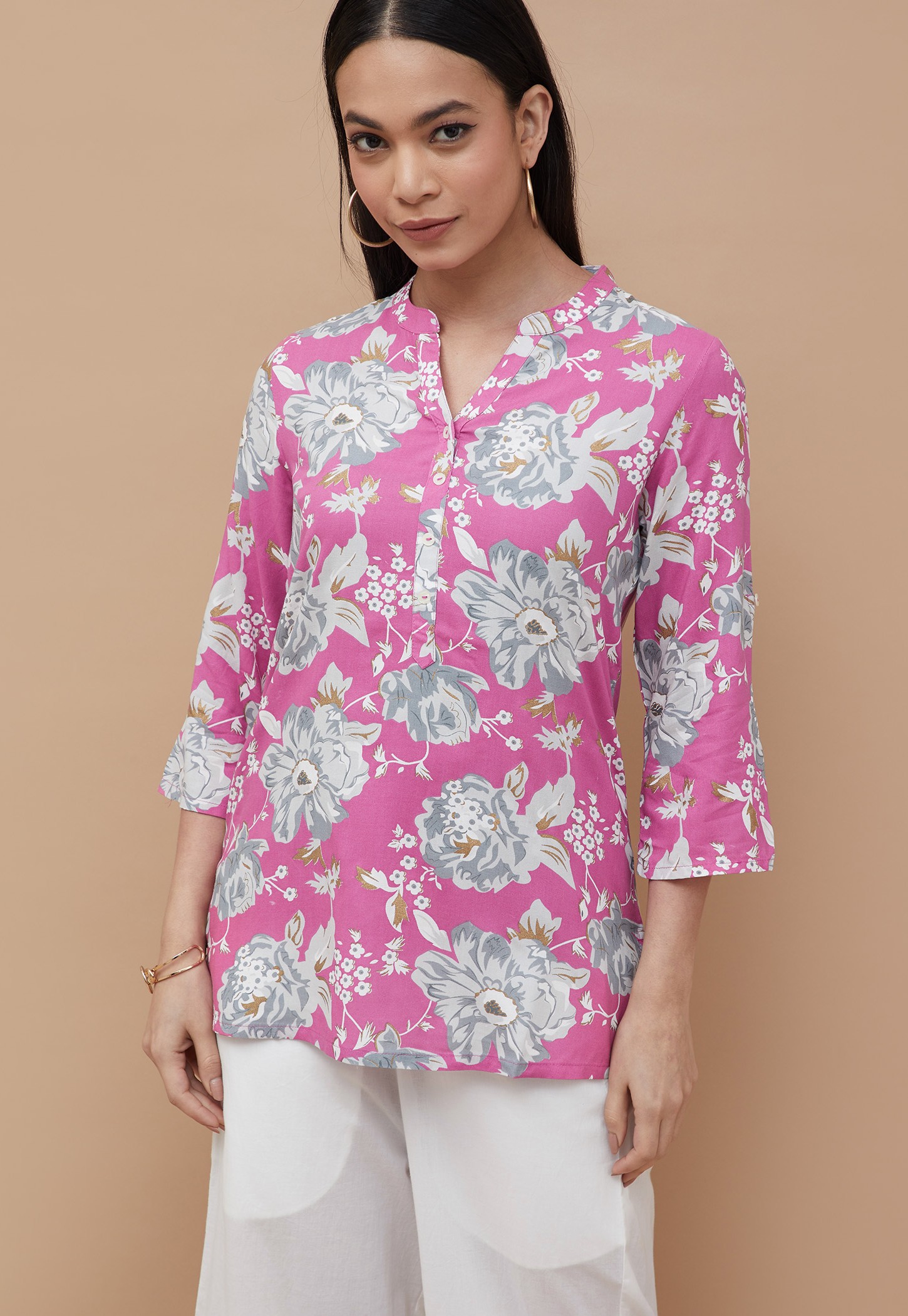 MELANGE Floral Print Straight Kurti-picture-30