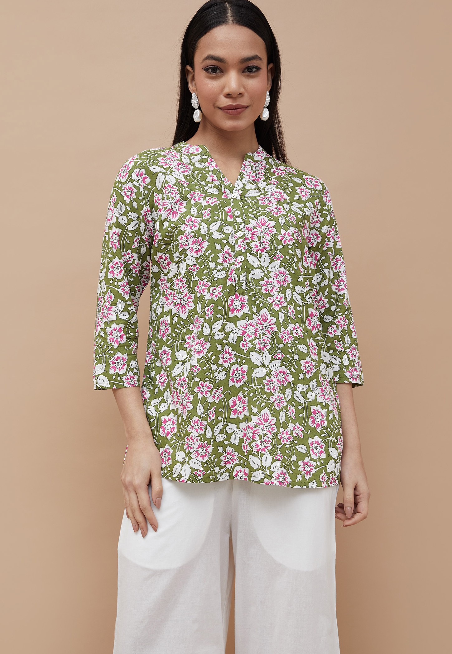 MELANGE Floral Print Straight Kurti-picture-19