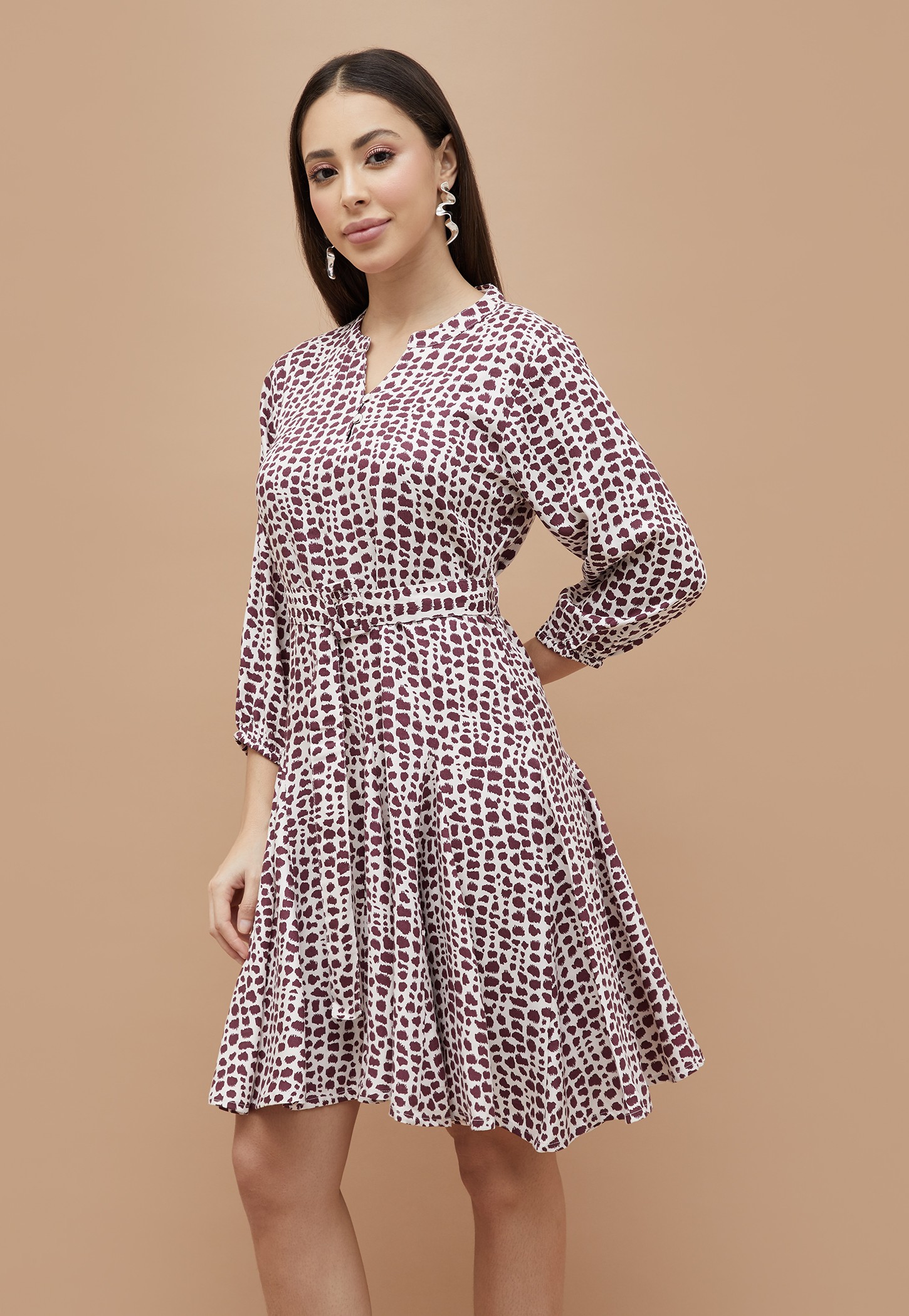 FAME FOREVER Abstract Print Fit & Flare Dress-picture-46