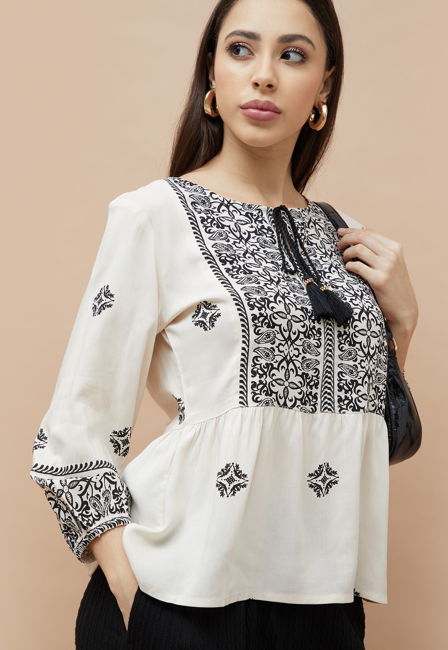 FAME FOREVER Ethnic Motif Tie-Up Top-picture-18