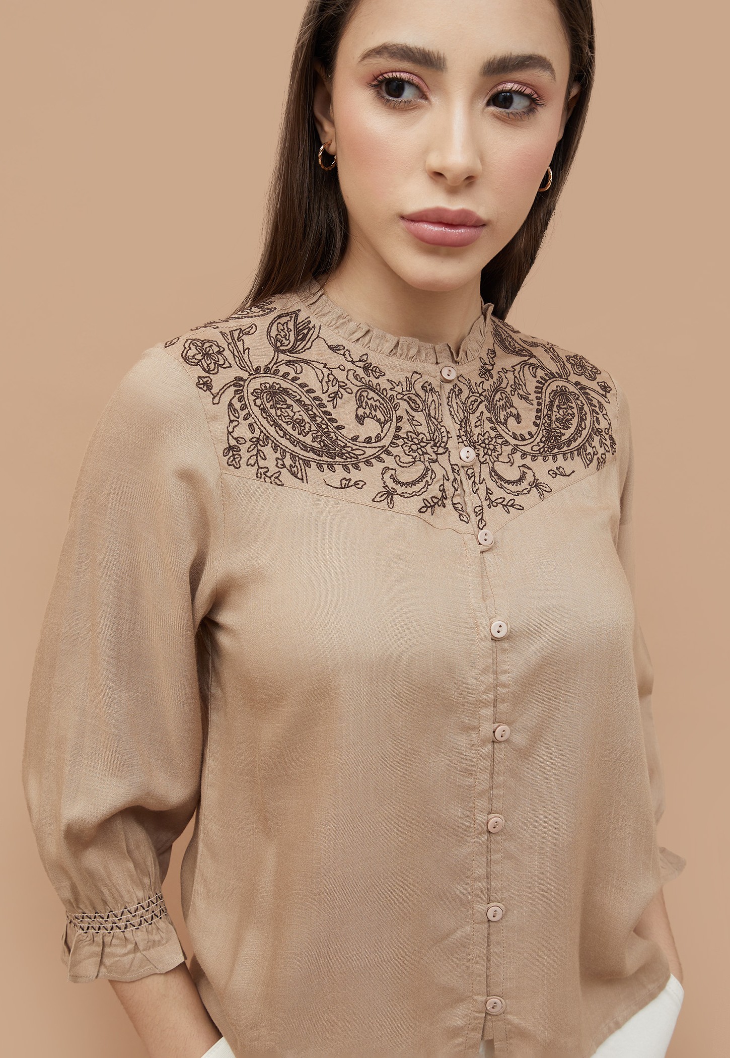 FAME FOREVER Embroidered Button Closure Top-picture-43