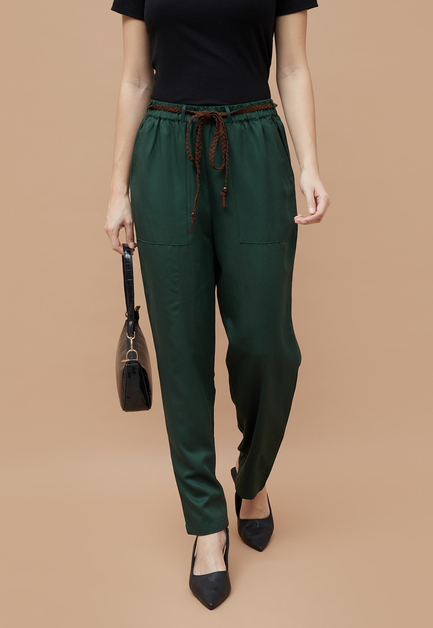 FAME FOREVER Solid Trousers with Belt-picture-37