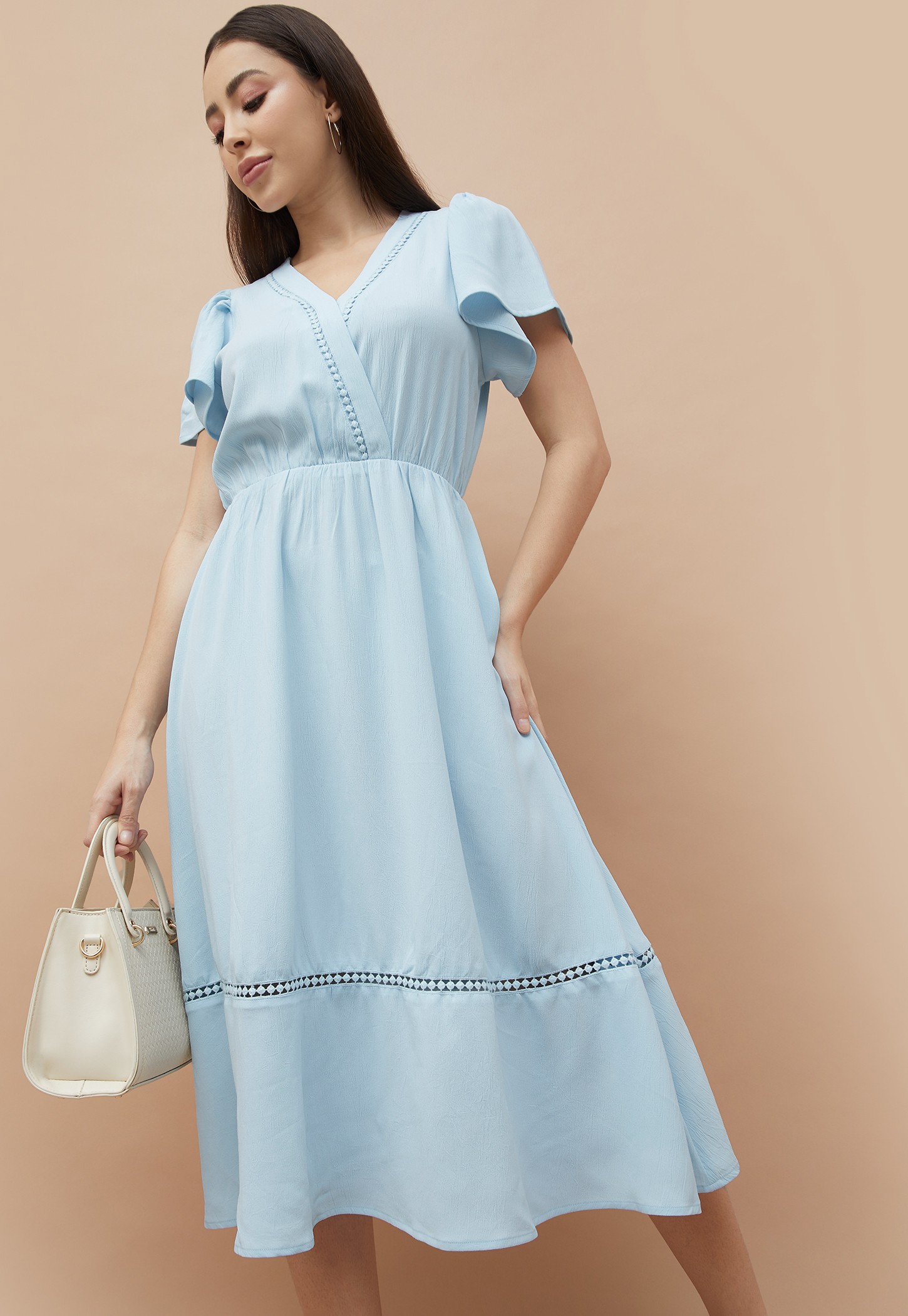 CODE Solid Fit & Flare Dress-image-11