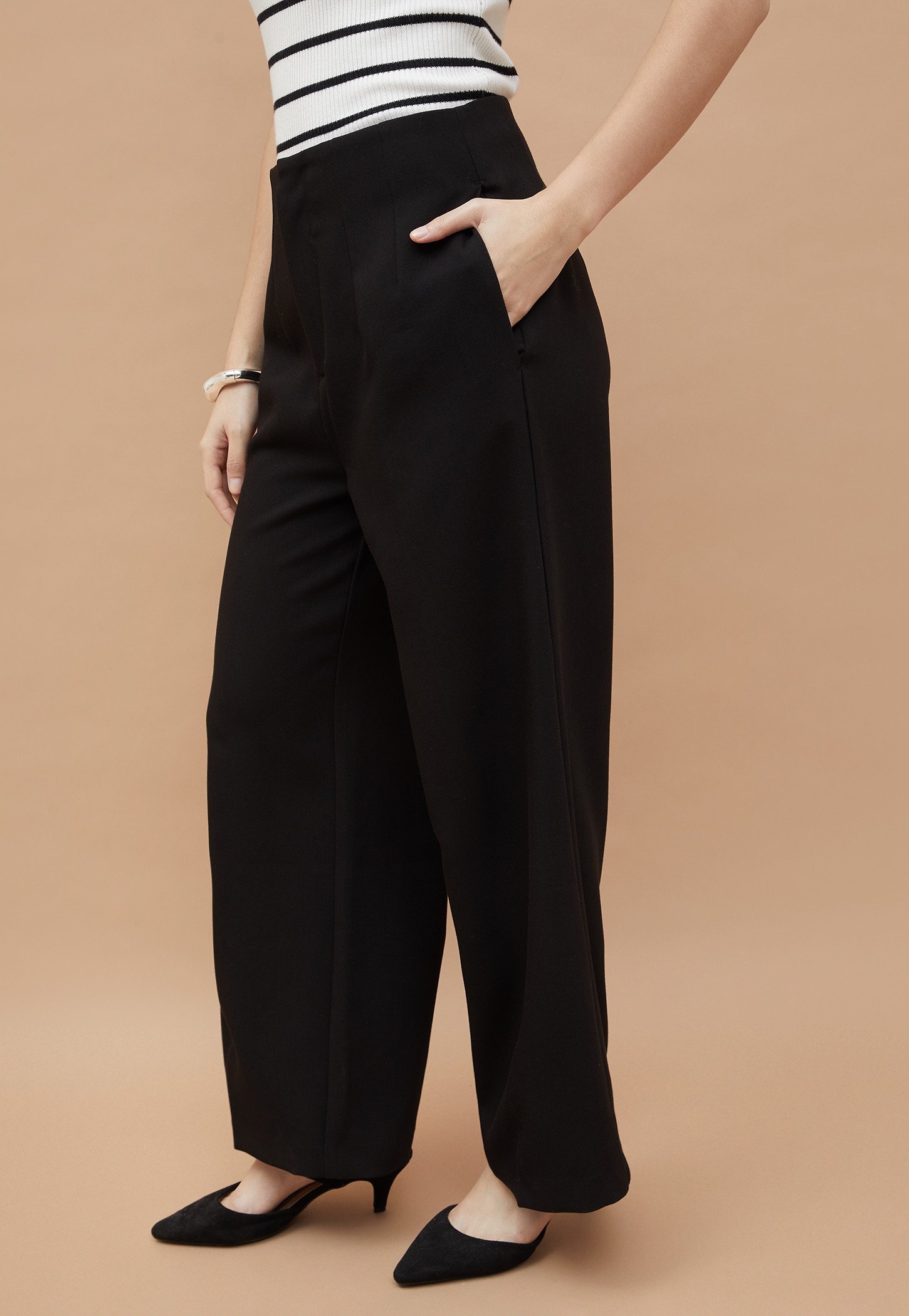 CODE Solid Wide-Leg Trousers-picture-33