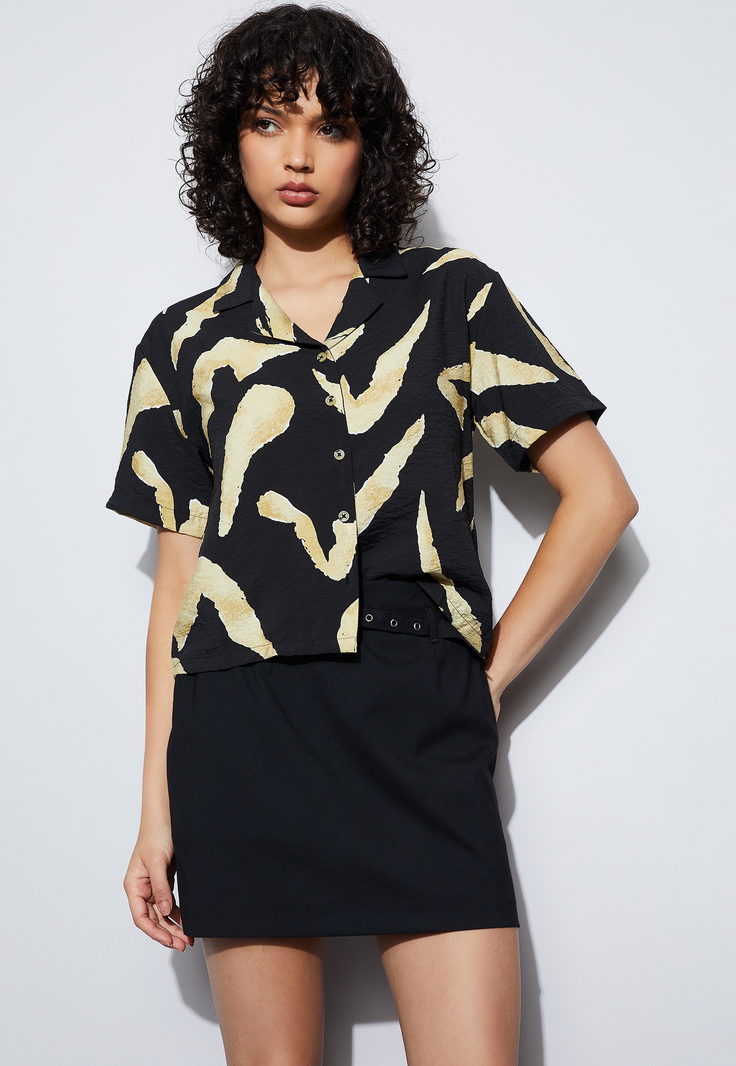 GINGER Abstract Print Cuban Collar Shirt-picture-55