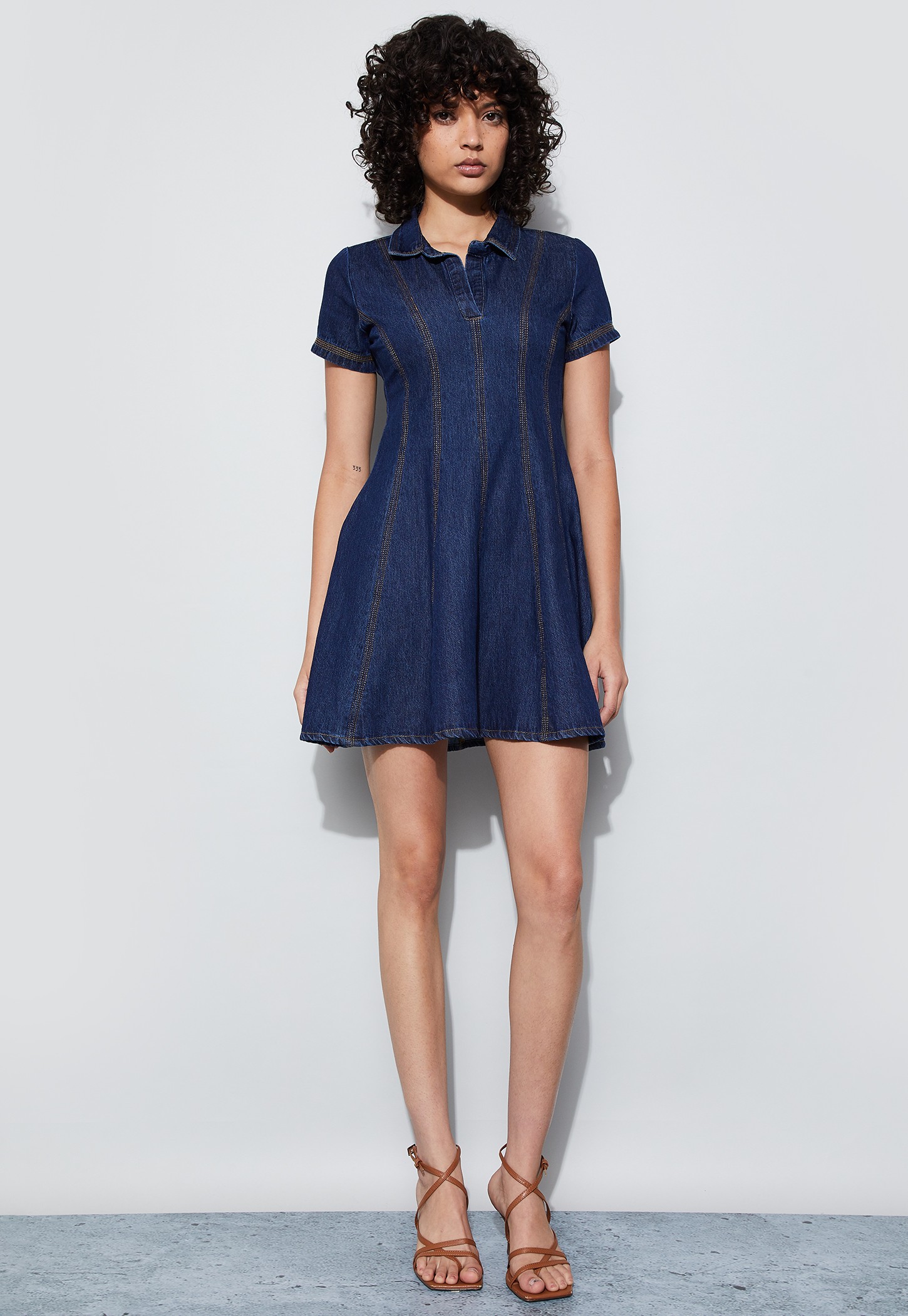 GINGER Solid A-line Mini Dress-image-22