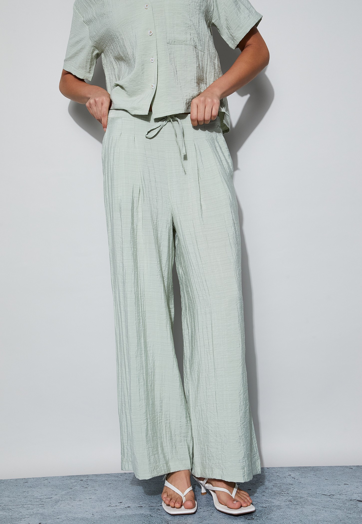 GINGER Textured Wide Leg Trousers-picture-40
