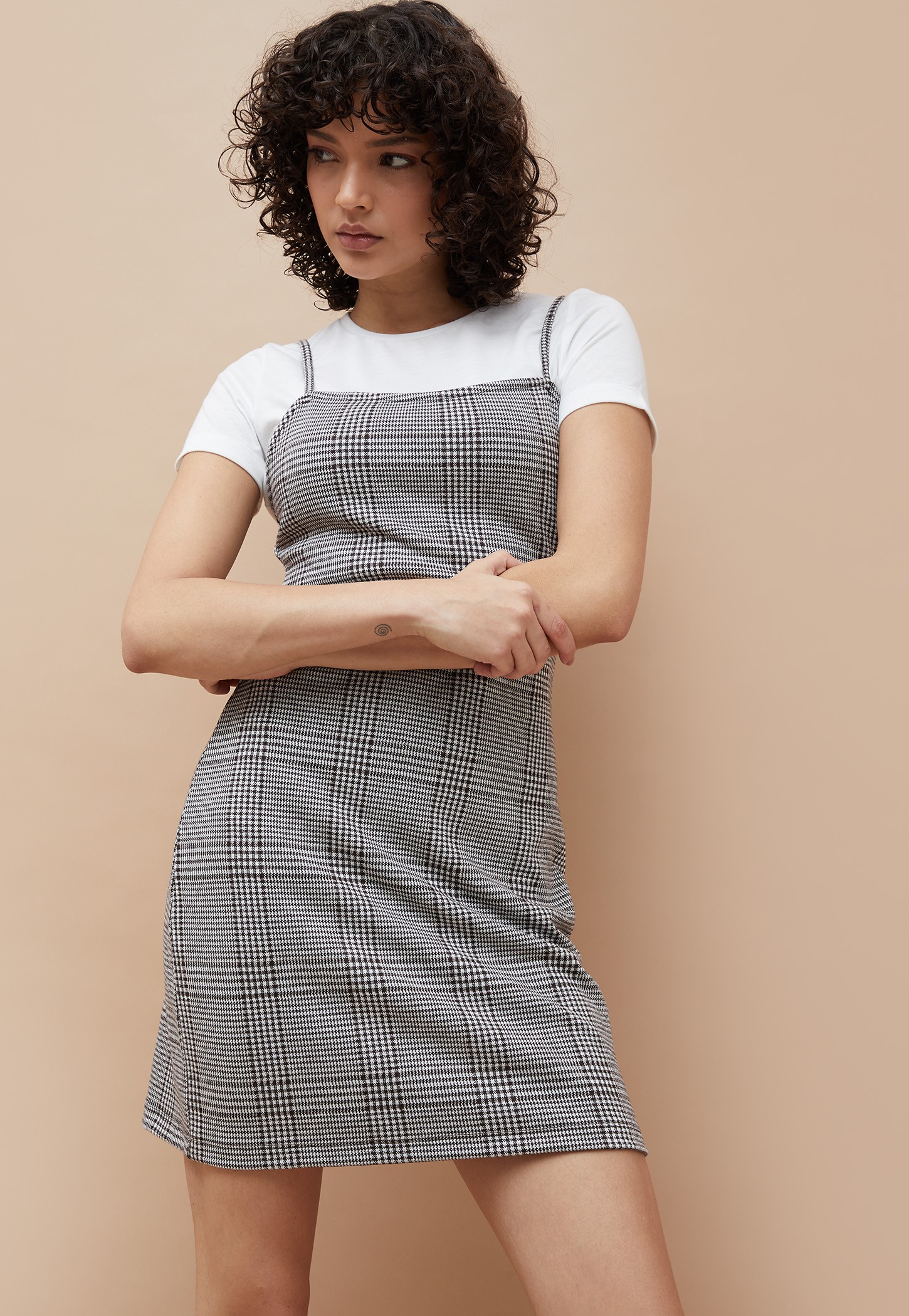 GINGER Checked Pinafore Dress with Top-picture-27