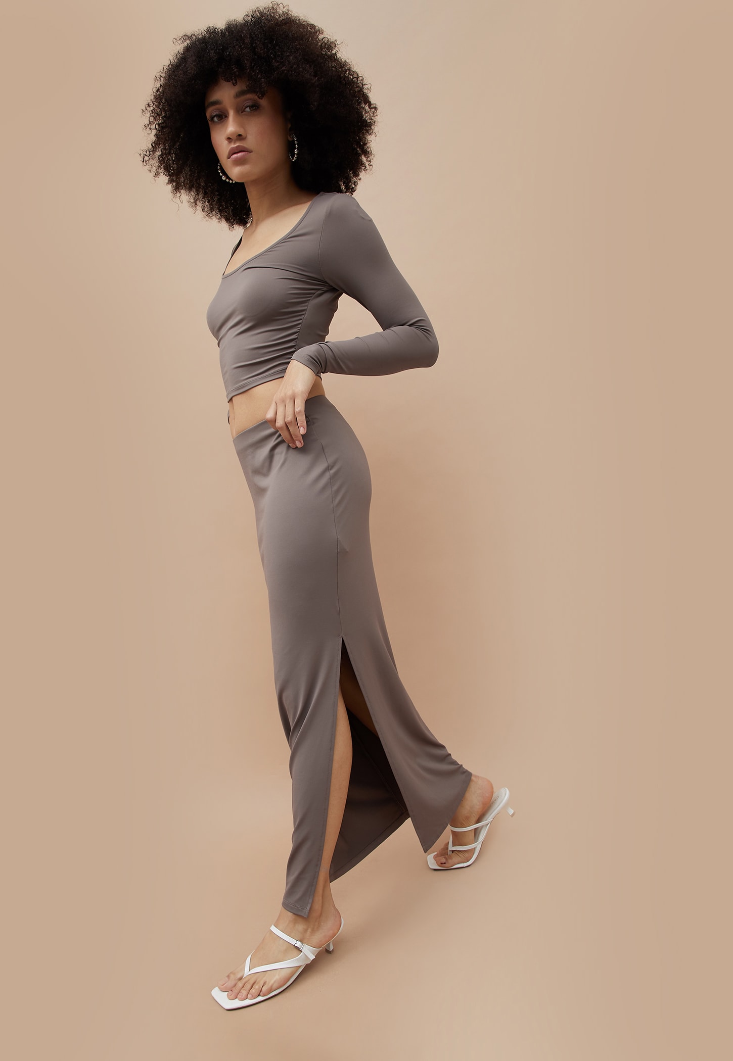 GINGER Solid Slitted Skirt-picture-14