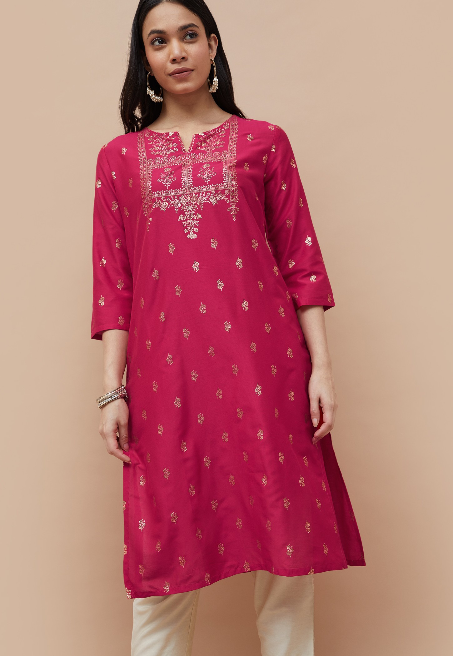 MELANGE Foil Printed Straight Kurta-picture-12