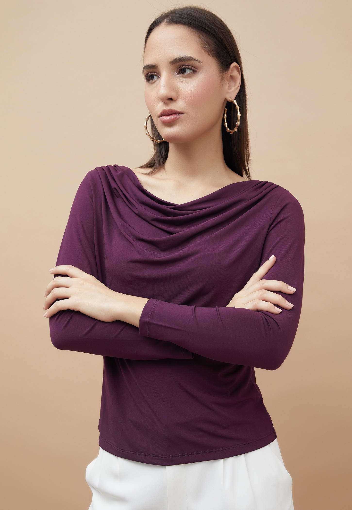 CODE Solid Cowl Neck Top-picture-15