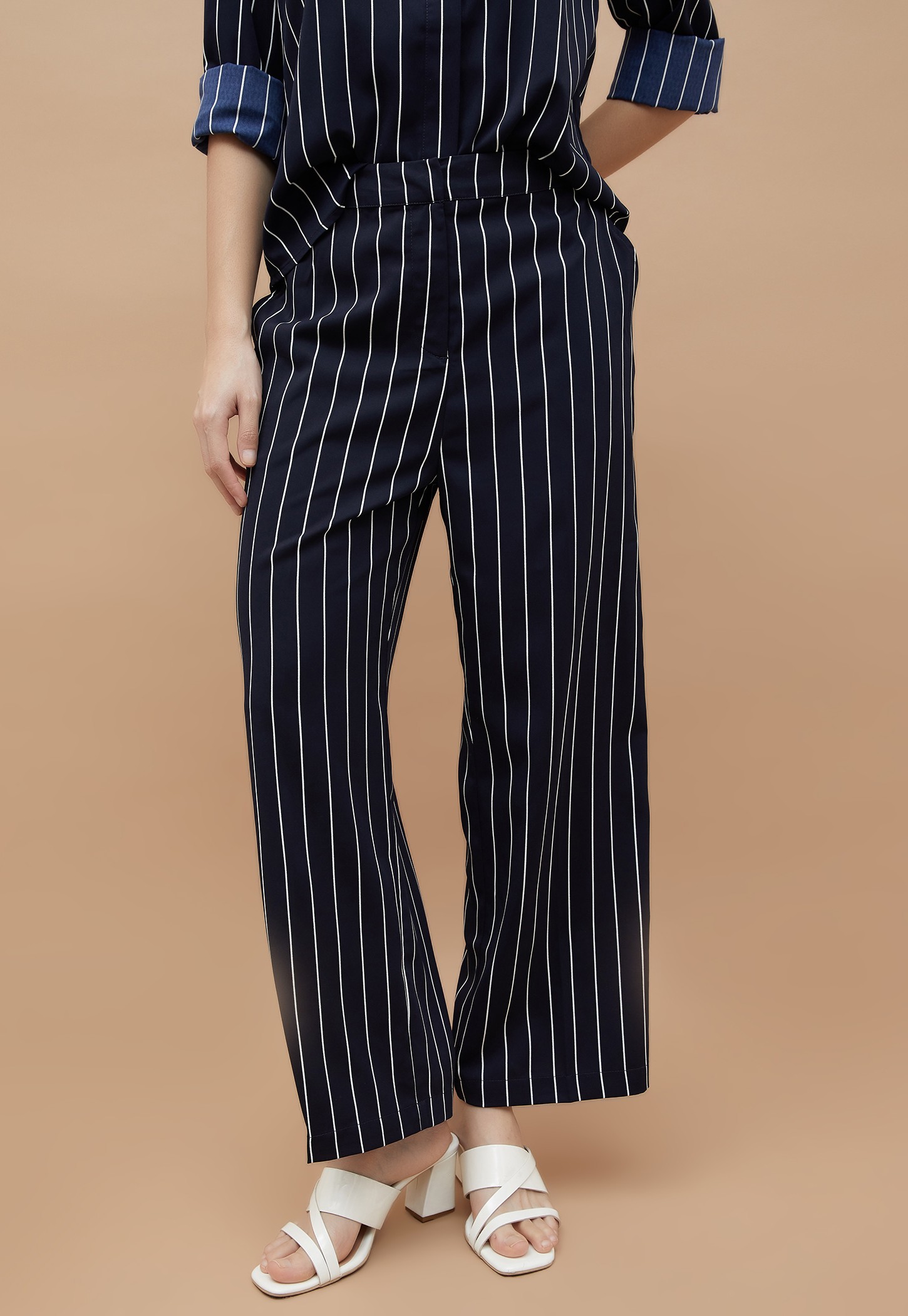 CODE CLASSIC Striped Straight Fit Trousers-picture-55