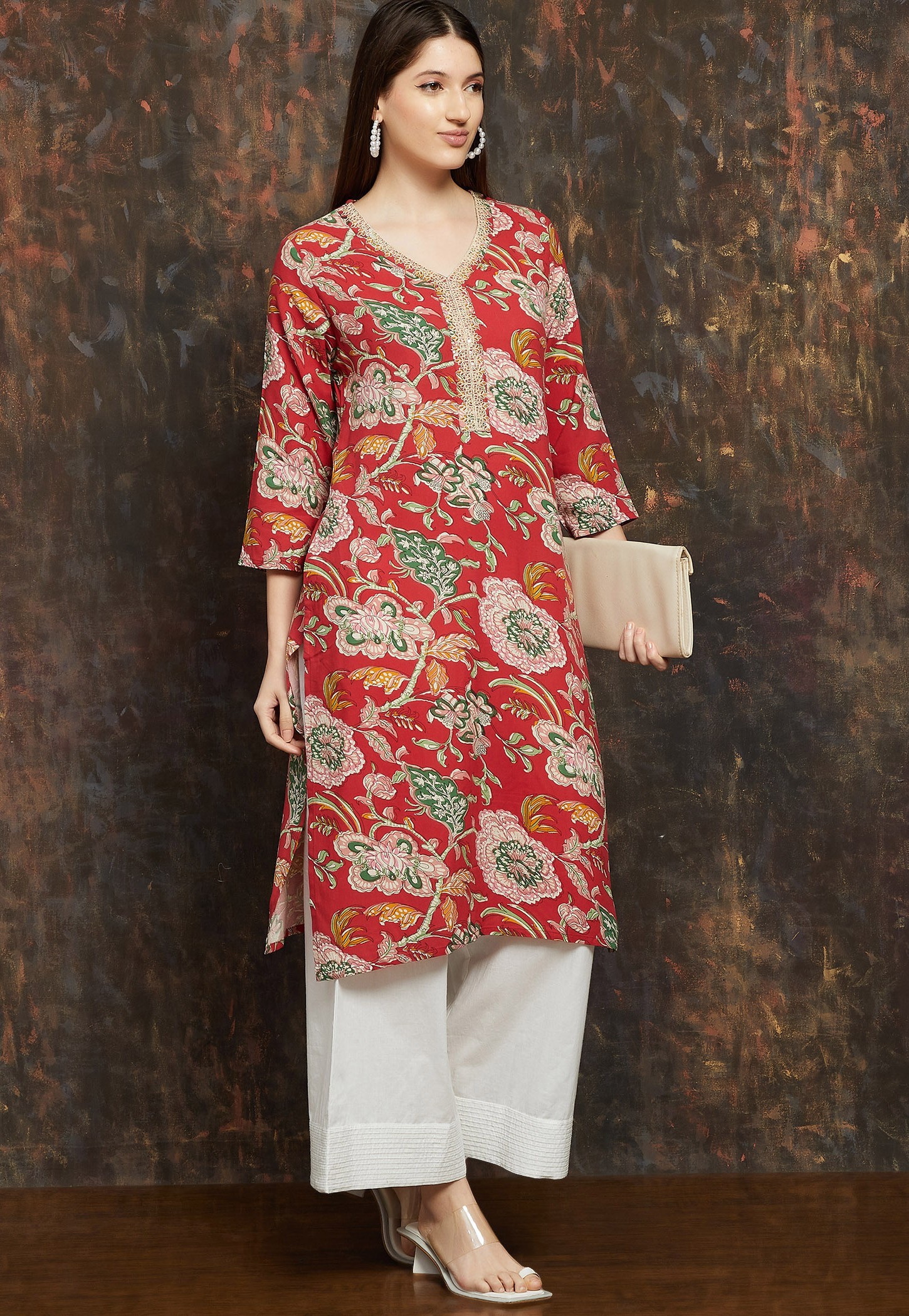 MELANGE Floral Print Straight Kurta-picture-43