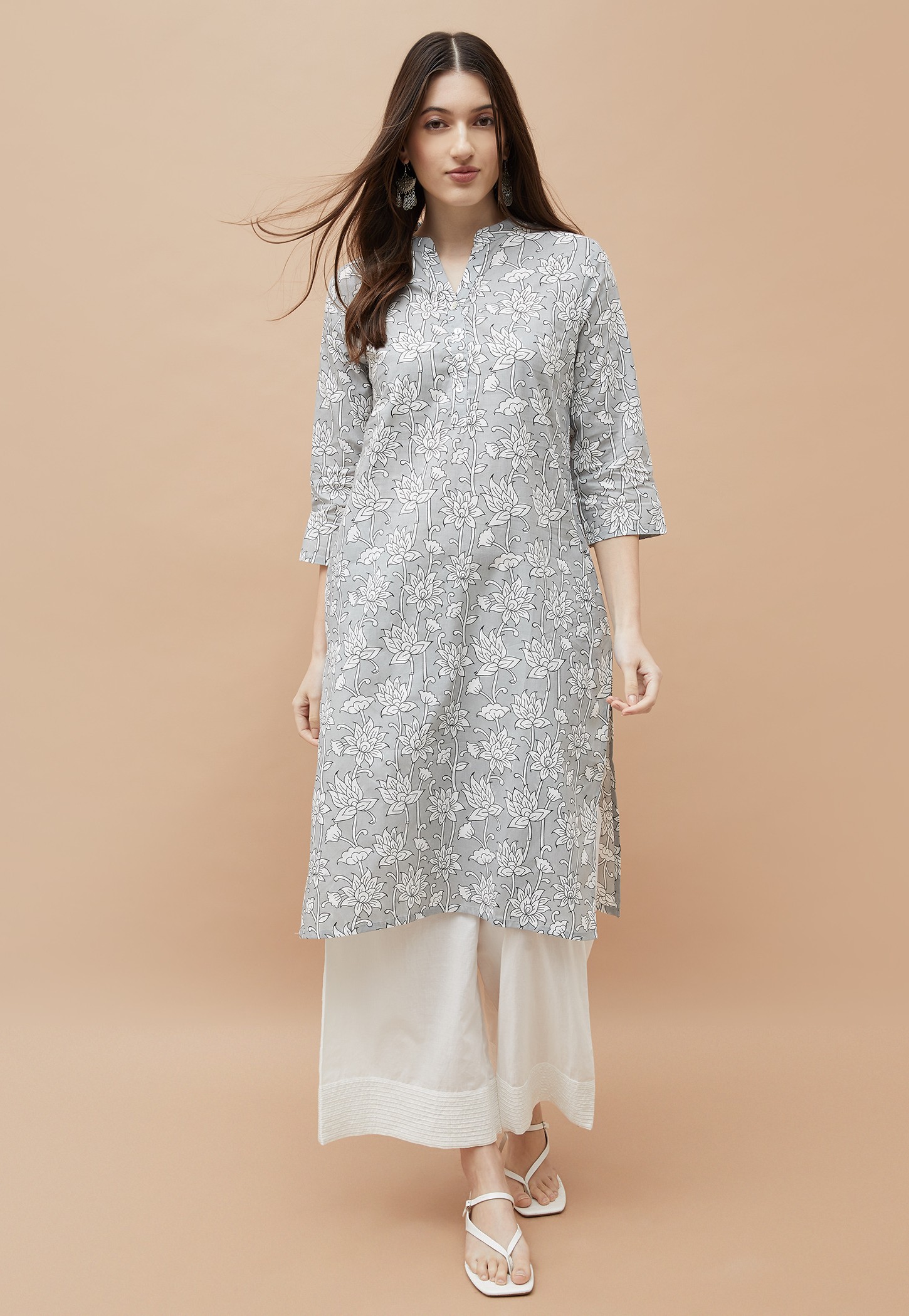 MELANGE Floral Print Straight Kurta-picture-14