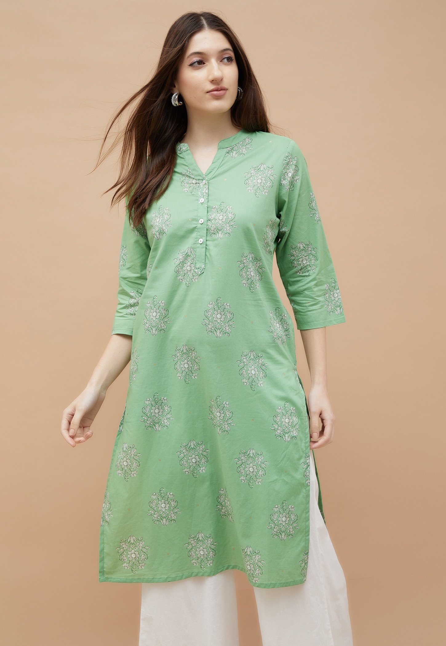 MELANGE Floral Print Straight Kurta-picture-13