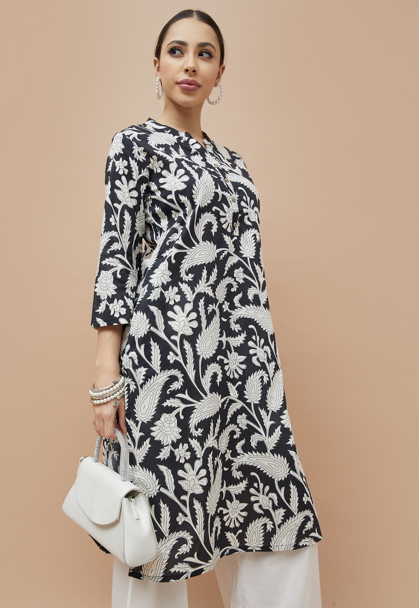 MELANGE Floral Print Straight Kurta-picture-56