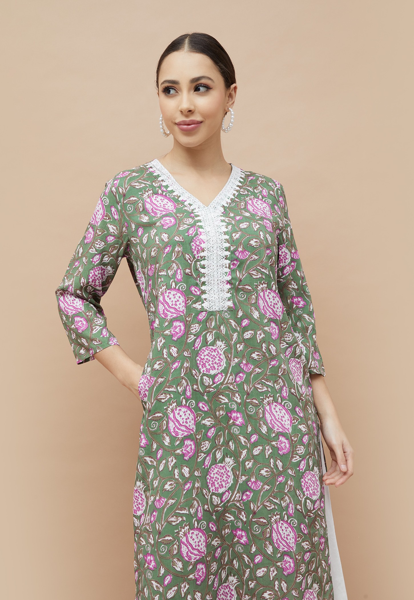 MELANGE Floral Print Straight Kurta-picture-55