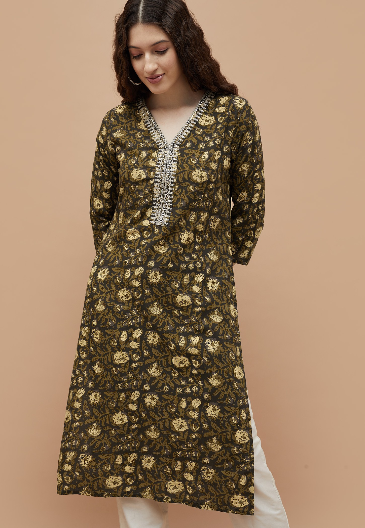 MELANGE Floral Print Straight Kurta-picture-15
