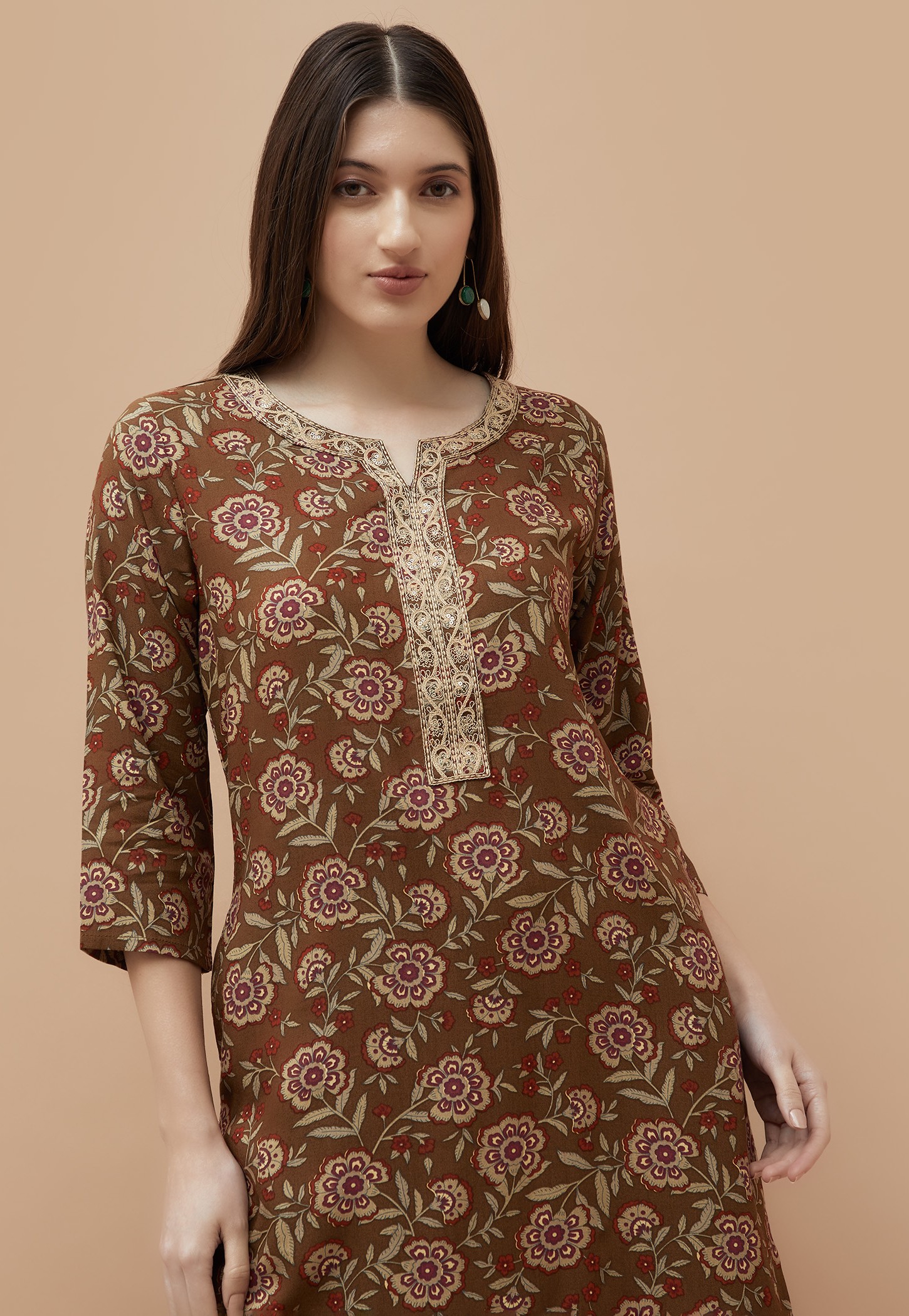 MELANGE Floral Print Straight Kurta-picture-25