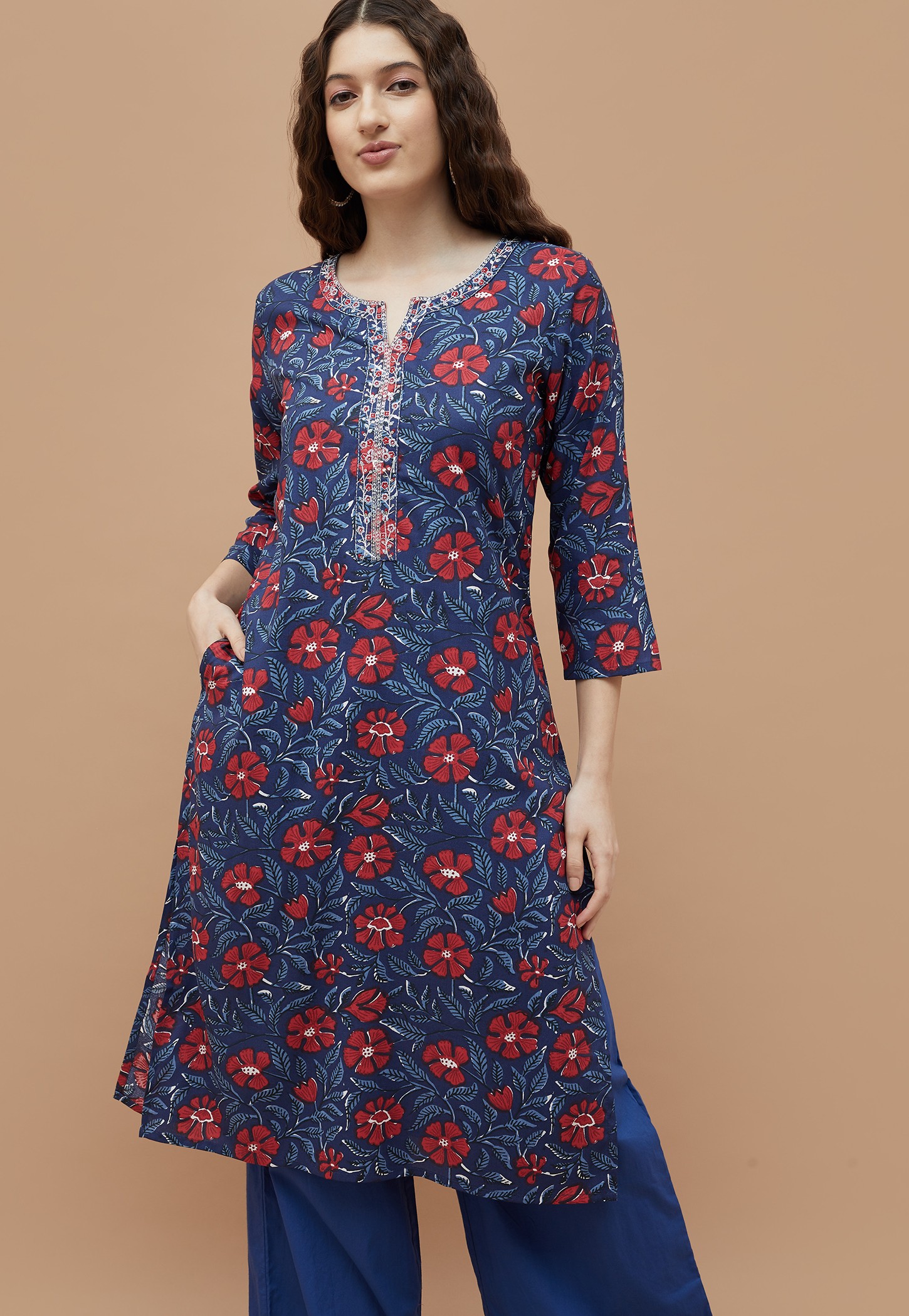MELANGE Floral Print Straight Kurta-picture-54