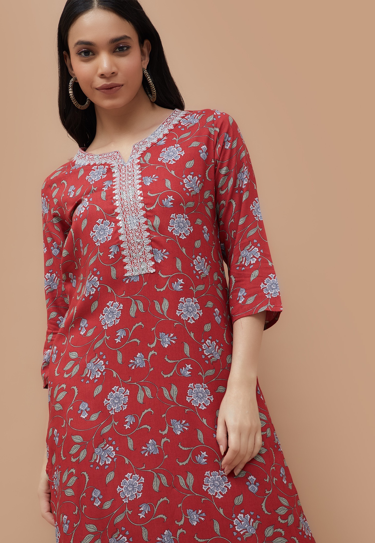 MELANGE Floral Print Straight Kurta-picture-22