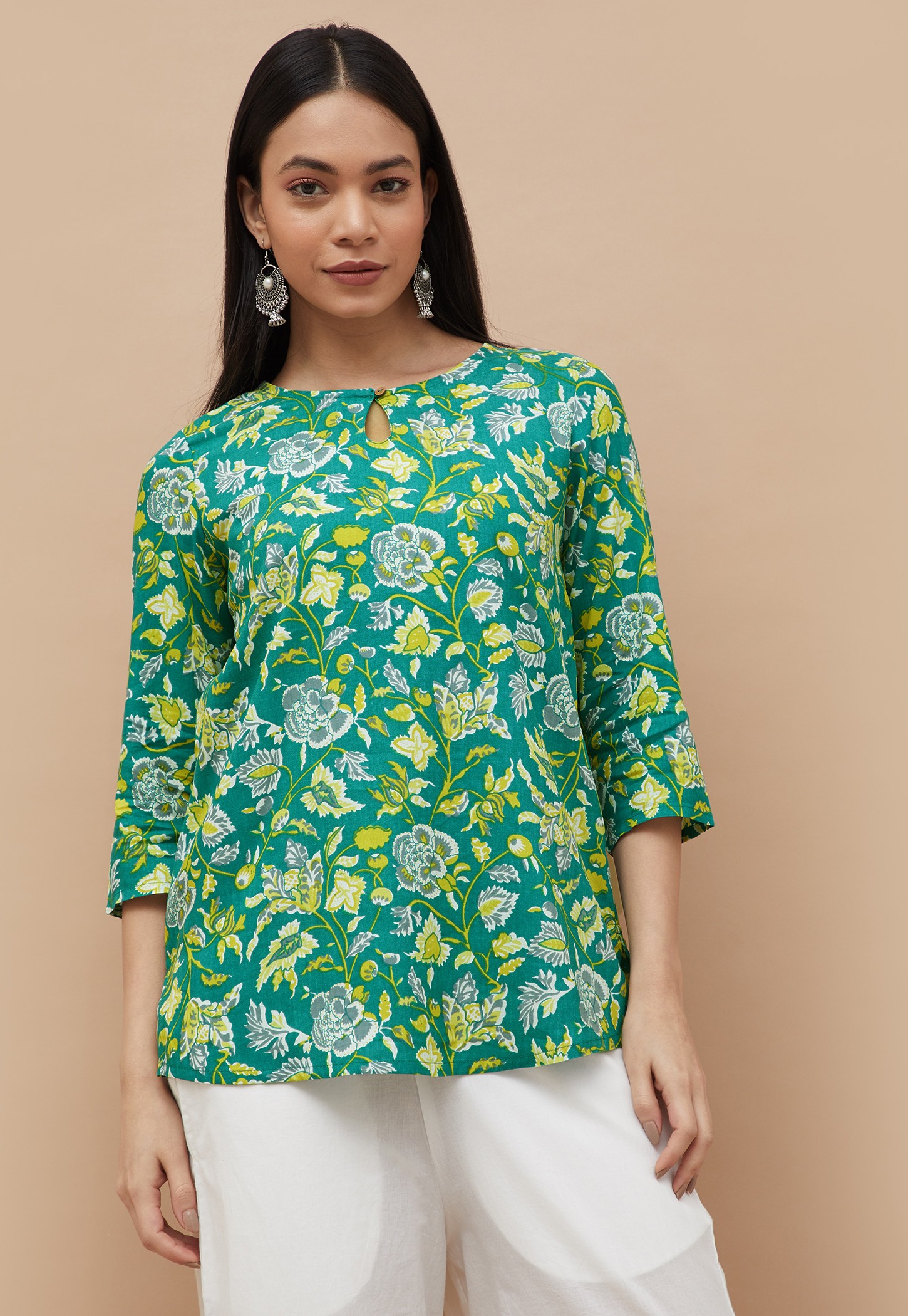 MELANGE Floral Print Straight Kurti-picture-35